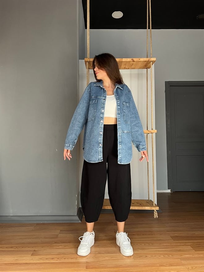 Uzun Denim Ceket - Gömlek  - Dominatrend
