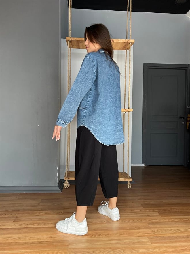 Uzun Denim Ceket - Gömlek  - Dominatrend