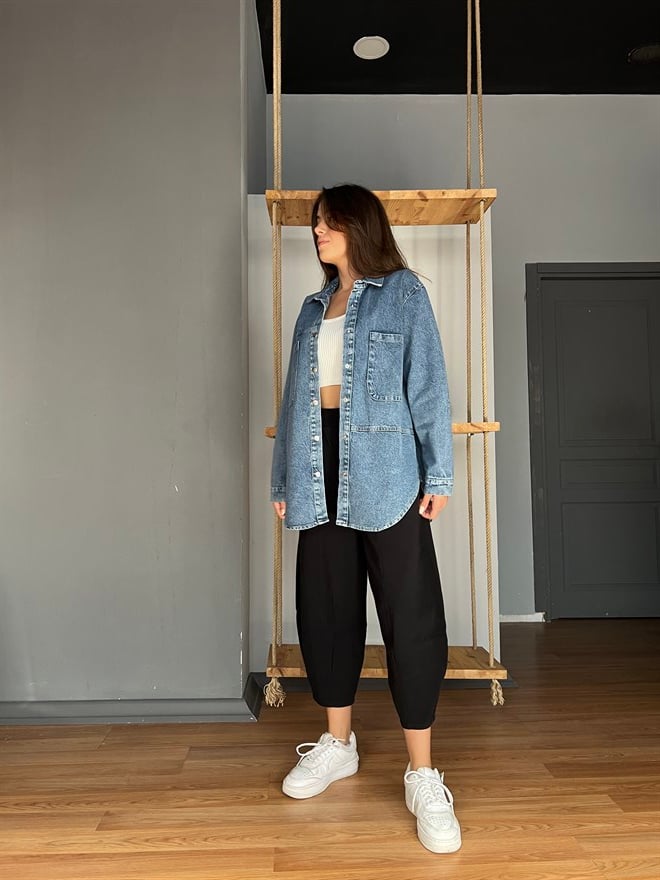 Uzun Denim Ceket - Gömlek  - Dominatrend