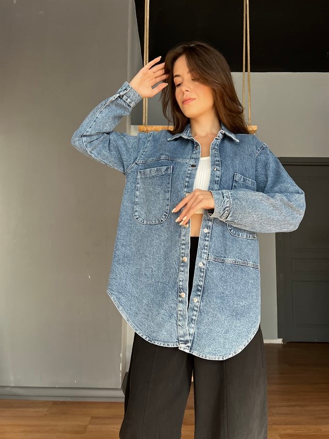 Uzun Denim Ceket - Gömlek  - Dominatrend