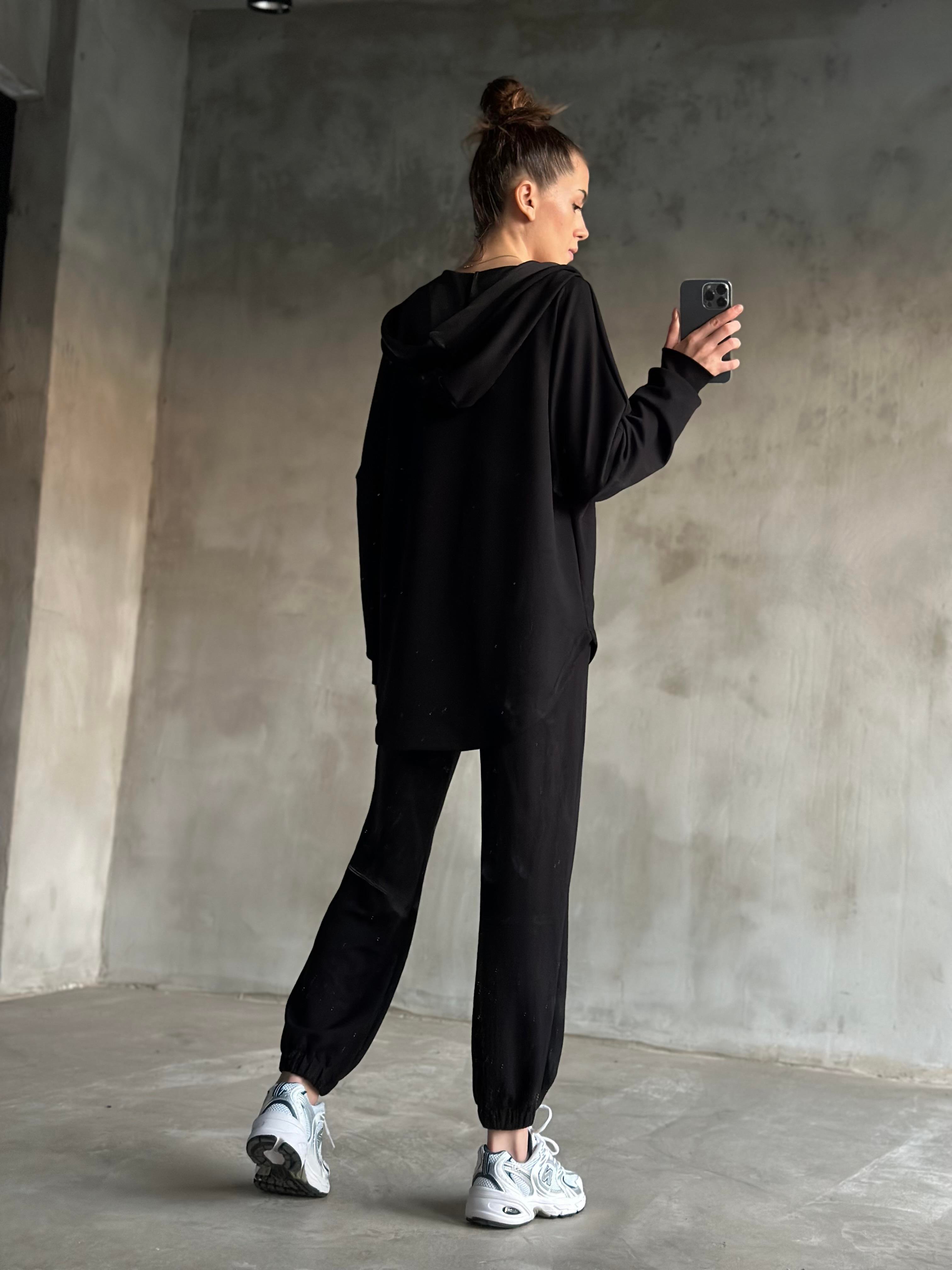 Uzun Hırkalı Jogger Takım - Siyah - Dominatrend