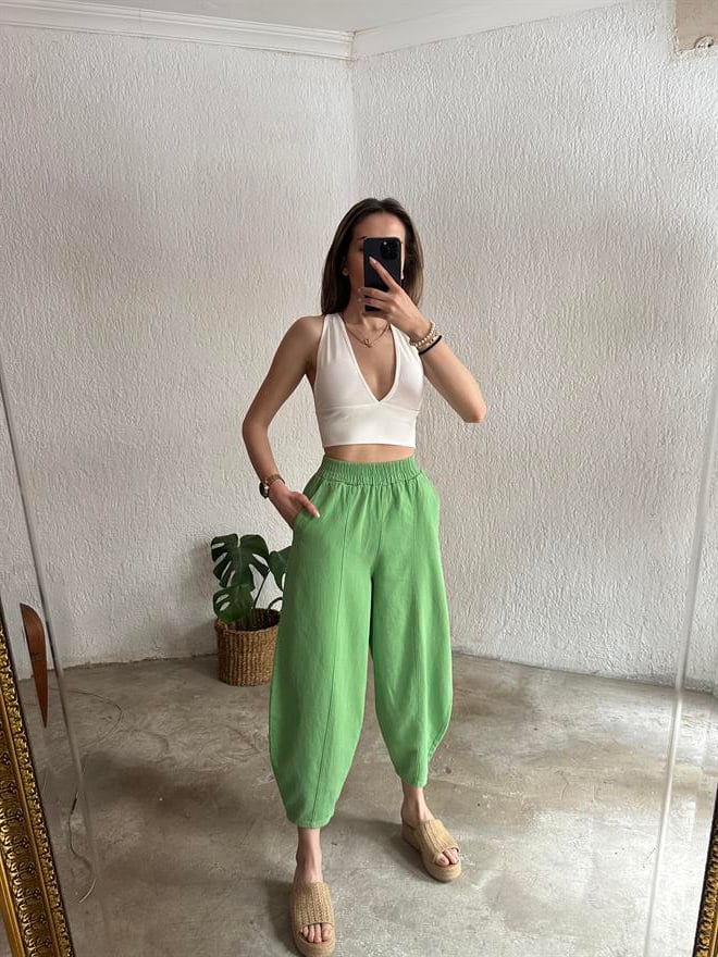 V yaka Sırt Çapraz Crop - Dominatrend