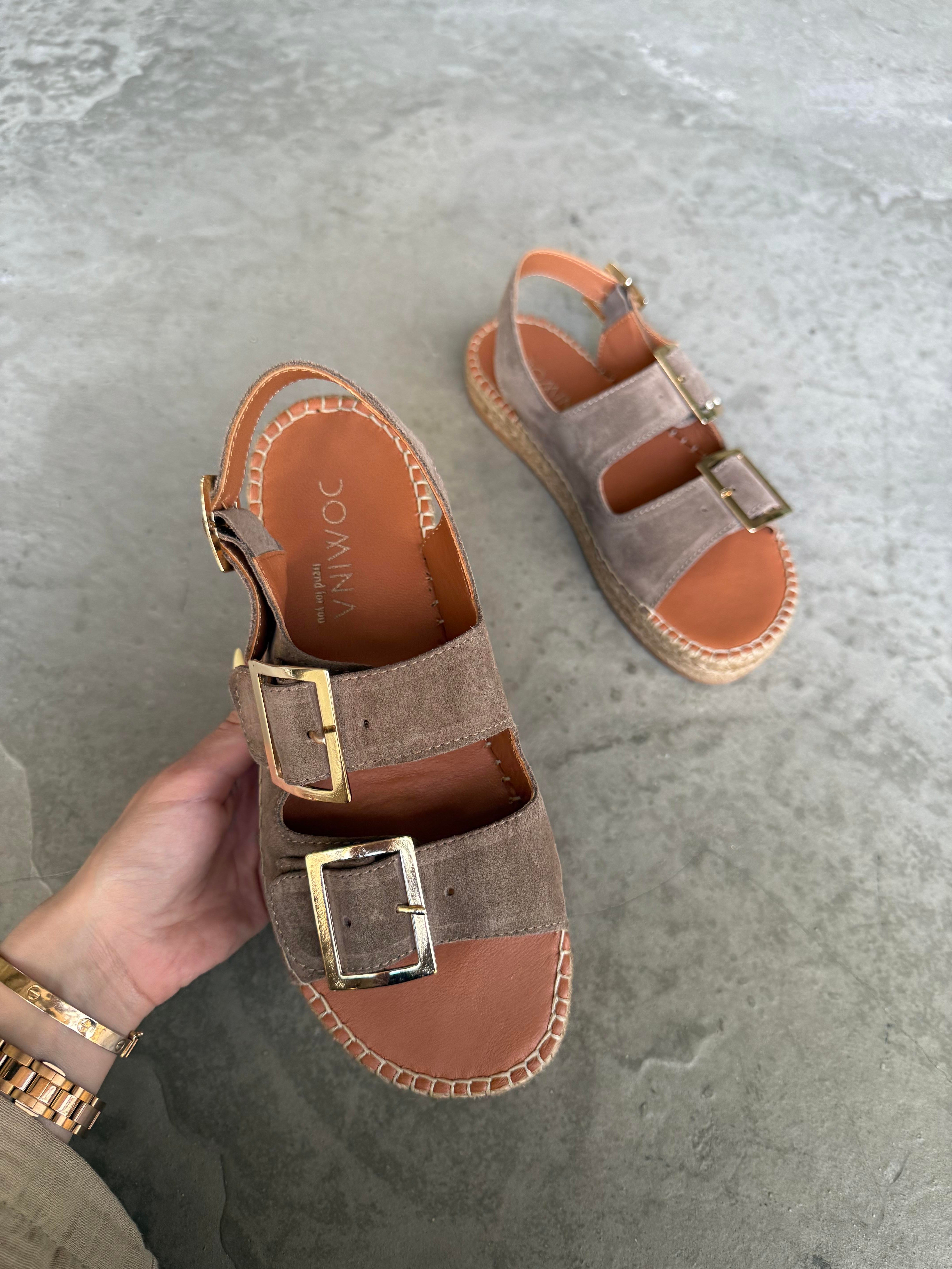 Voleur Hakiki Deri Espadril Sandalet - Toprak  - Dominatrend