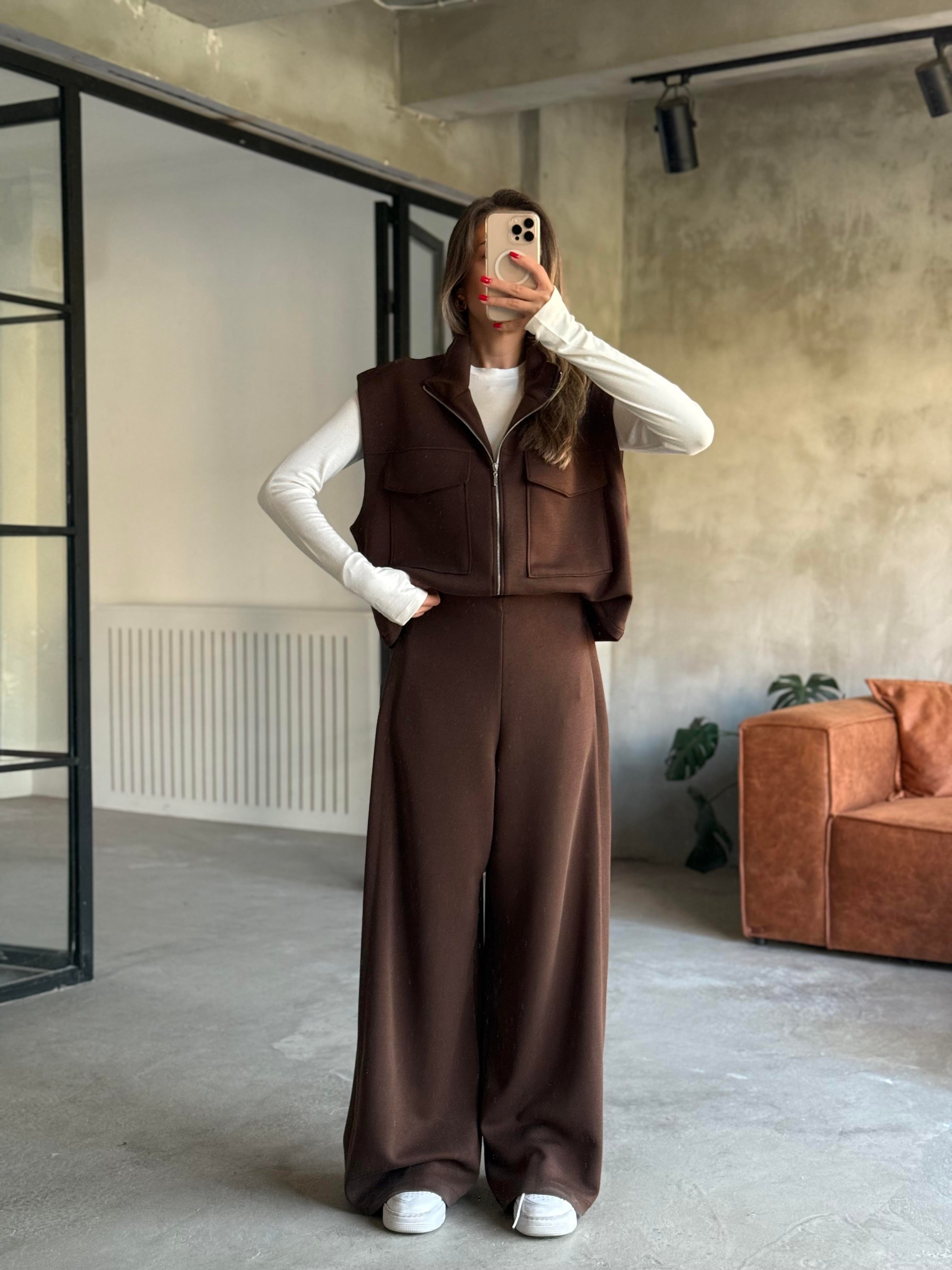 Yanları Pilili Yumuşak Dokulu Modal Wide Leg Pantolon - Dominatrend
