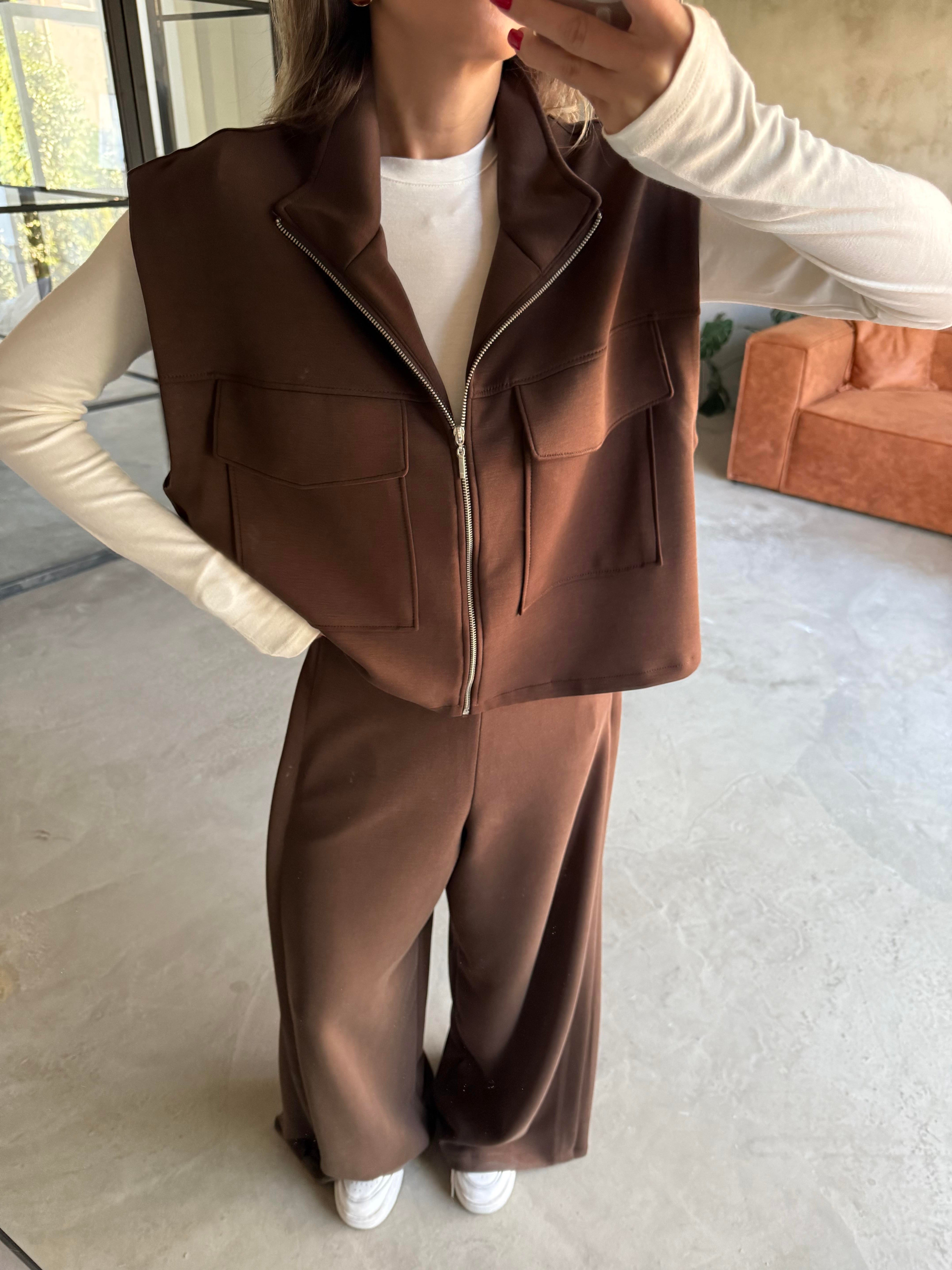 Yanları Pilili Yumuşak Dokulu Modal Wide Leg Pantolon - Dominatrend