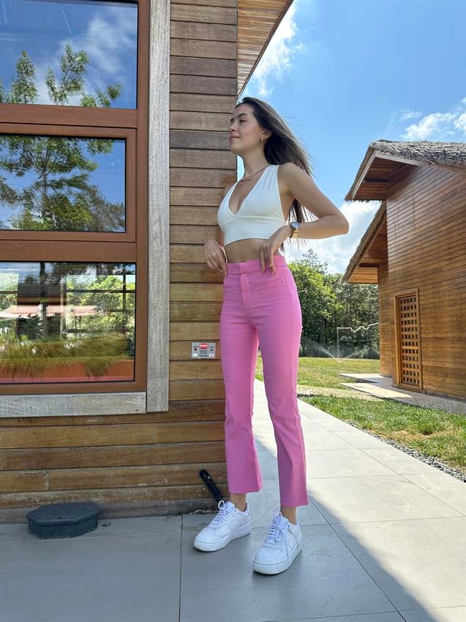 Yarım İspanyol Pantolon - Pembe - Dominatrend