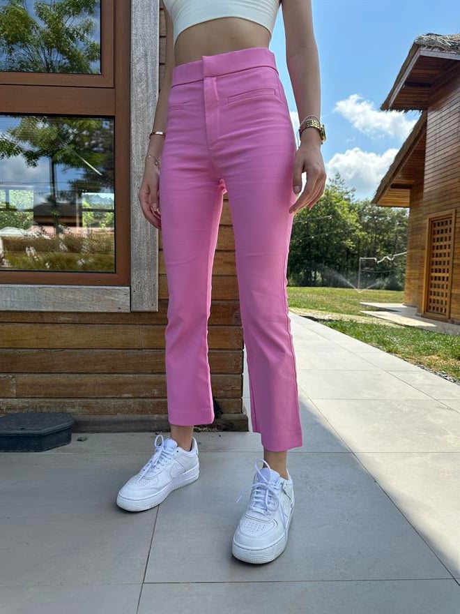 Yarım İspanyol Pantolon - Pembe - Dominatrend