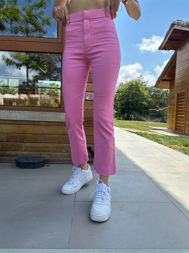 Yarım İspanyol Pantolon - Pembe - Dominatrend