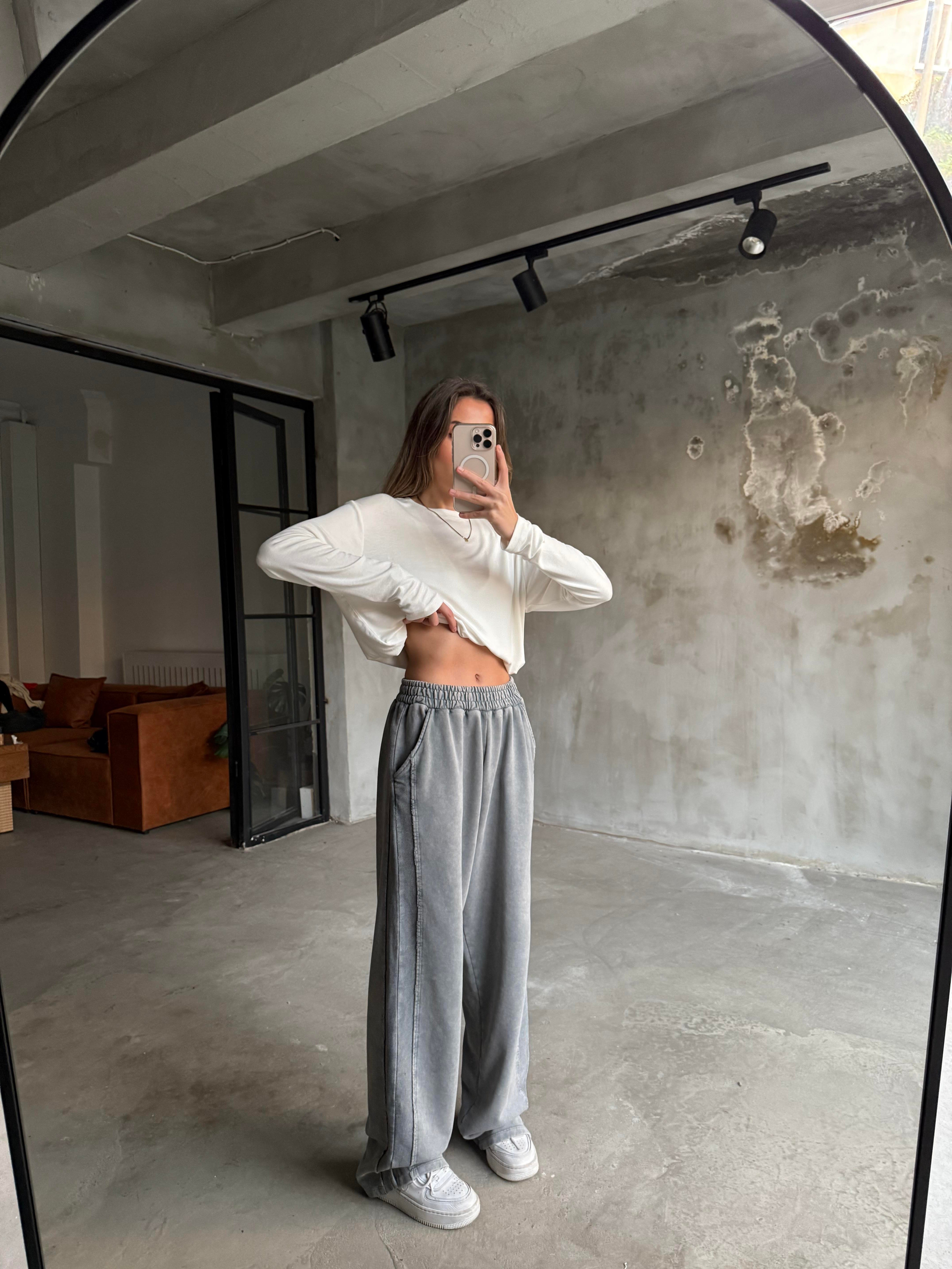 Yıkamalı Baggy Eşofman Altı - Dominatrend