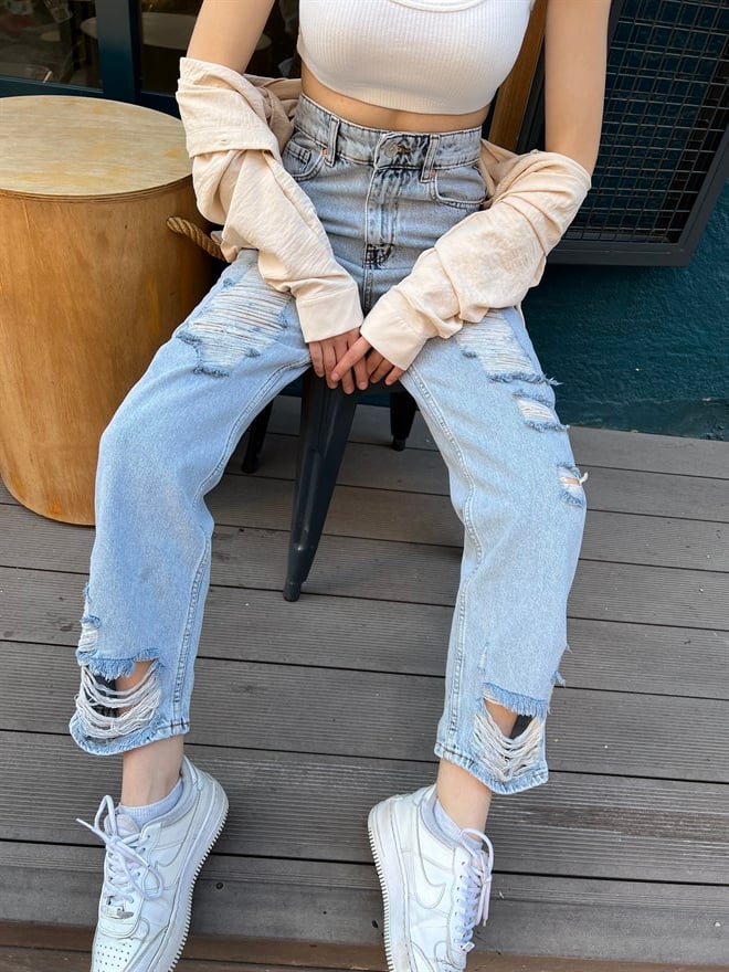 Yırtık Mom Jean - Dominatrend