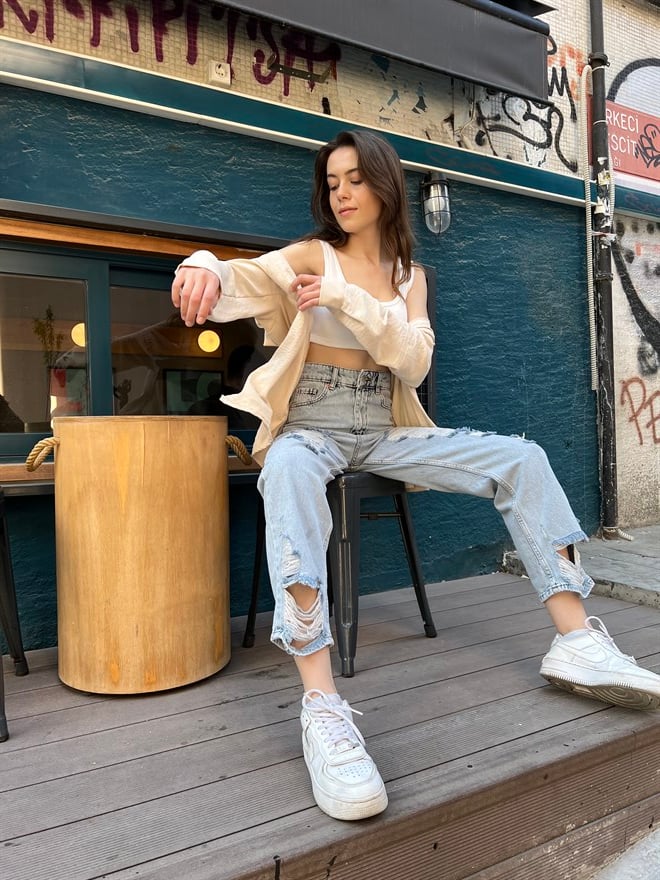 Yırtık Mom Jean - Dominatrend
