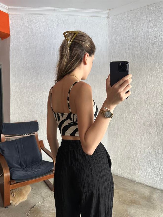 Zebra Toparlayıcı Crop - Dominatrend