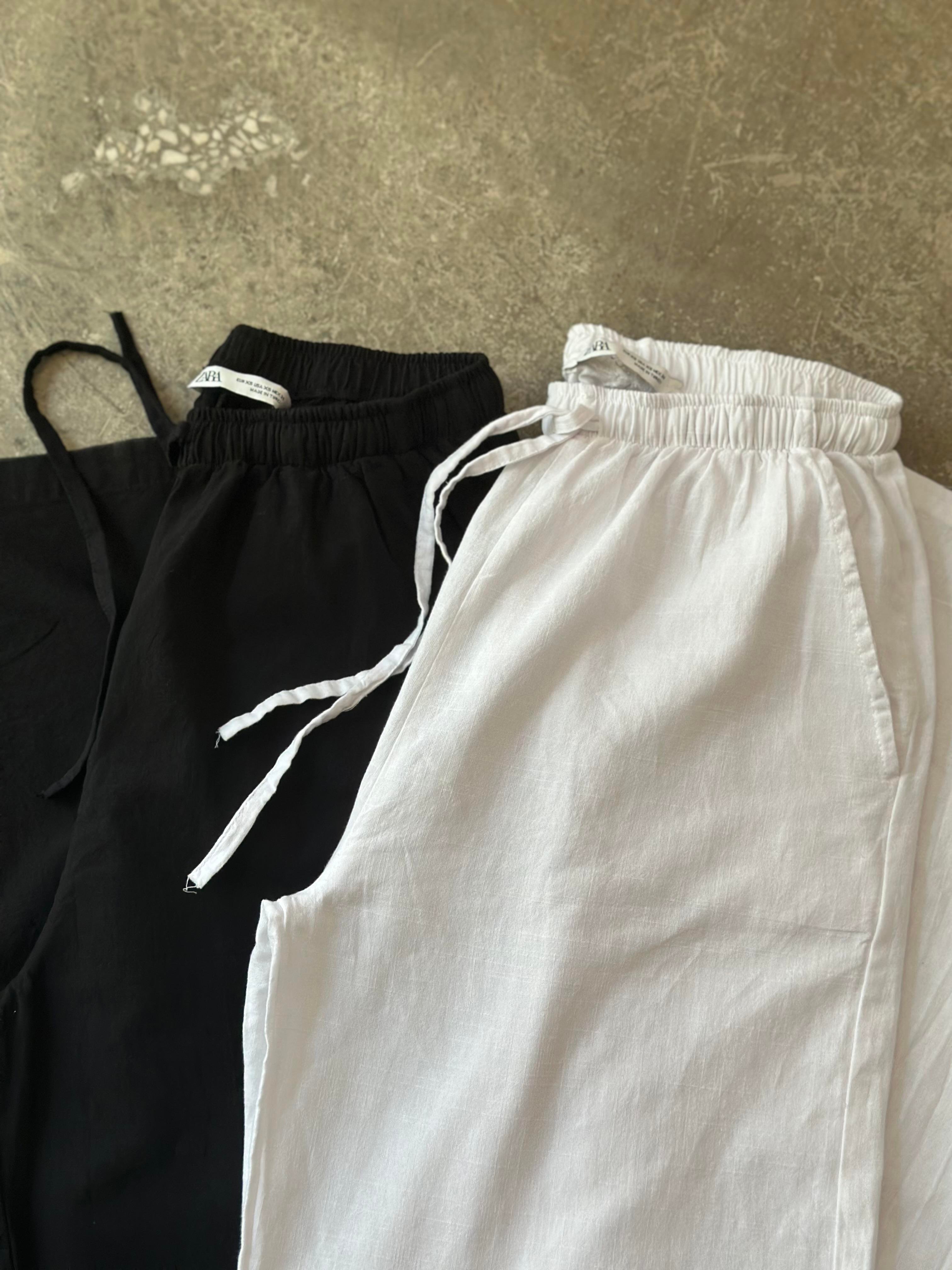 ZR Keten Straight Pantolon - Siyah - Dominatrend