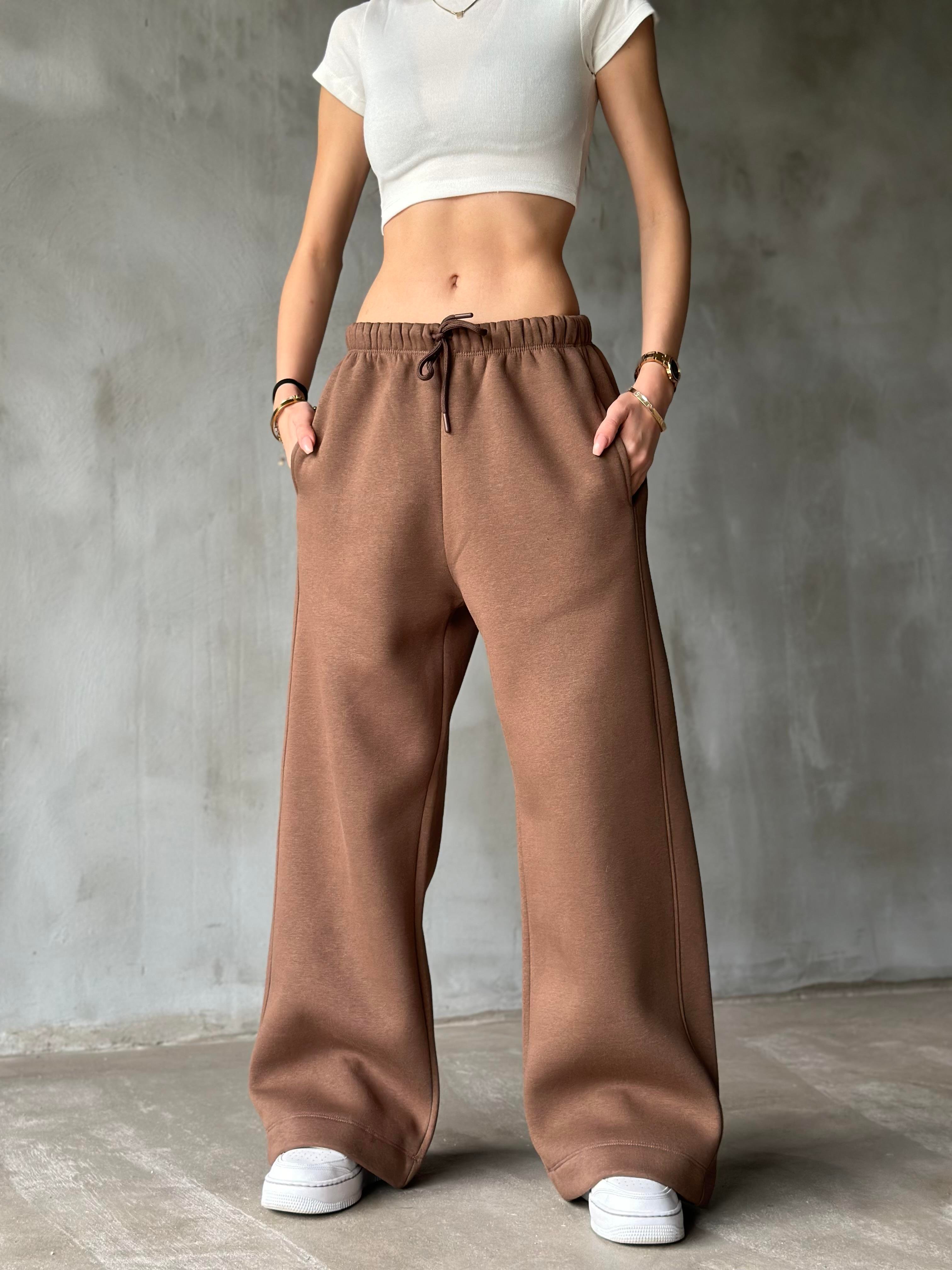 ZR Straight Fit Eşofman Altı - Kahverengi - Dominatrend