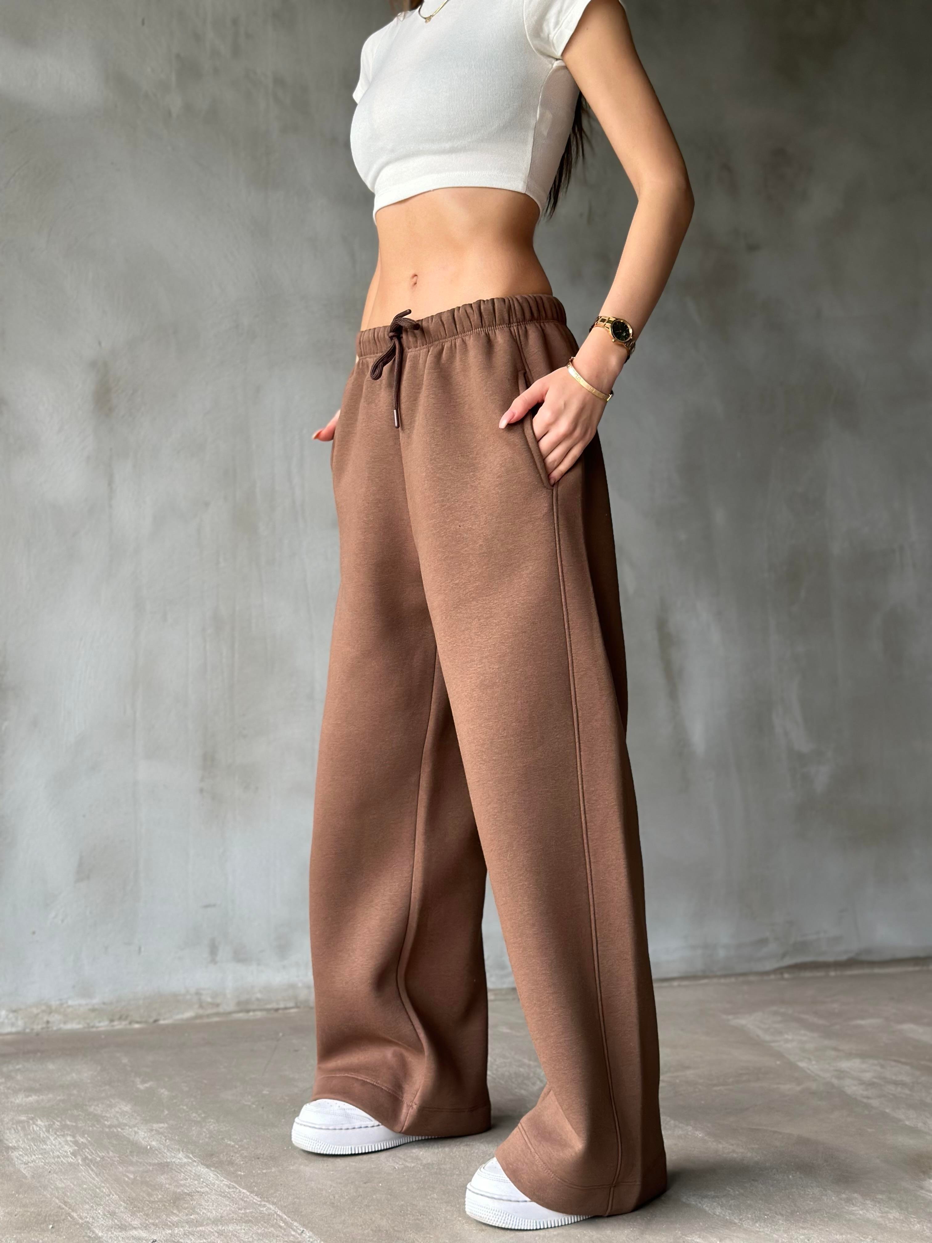 ZR Straight Fit Eşofman Altı - Kahverengi - Dominatrend