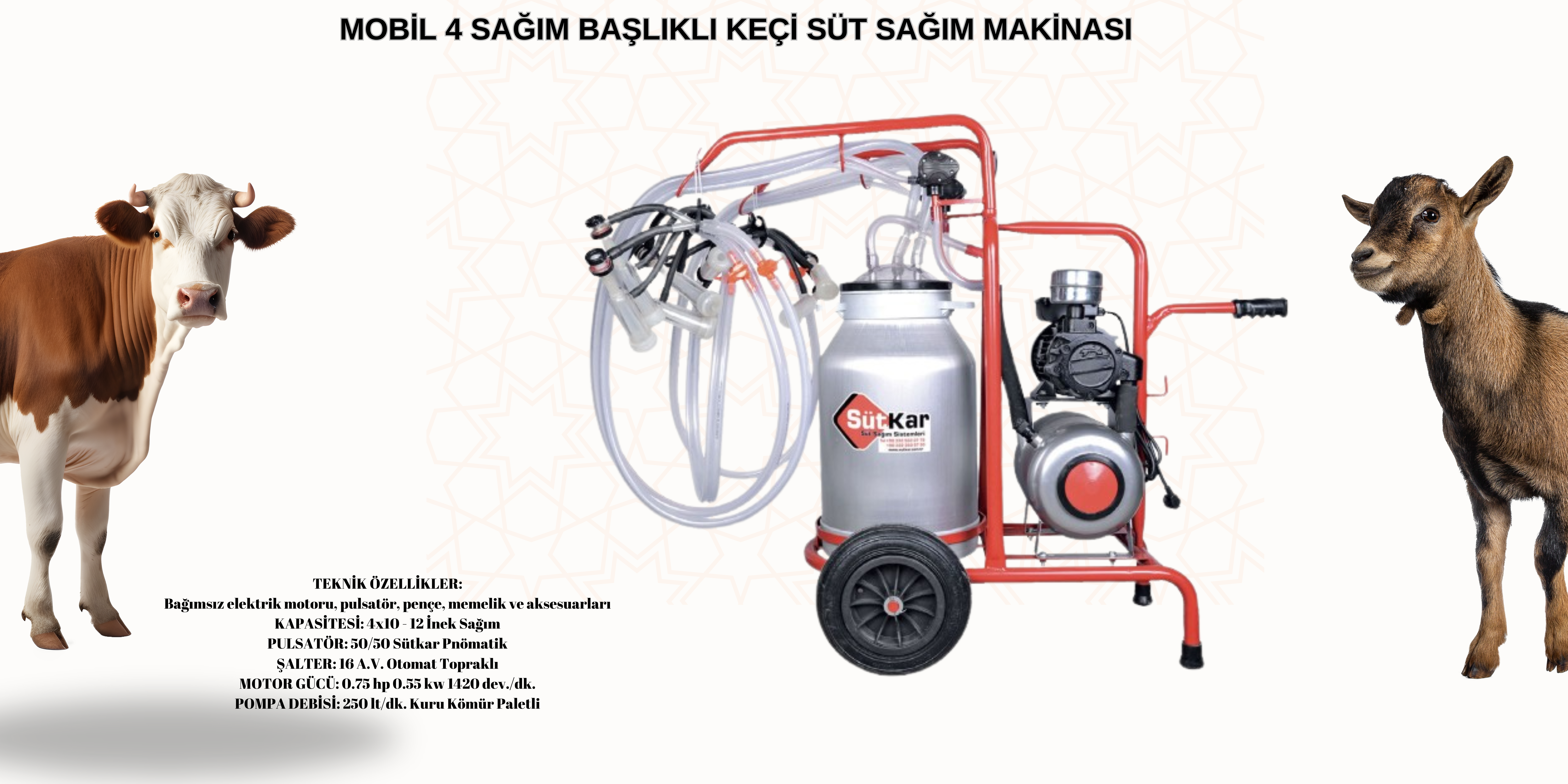 MOBİL 4 SAĞIM BAŞLIKLI KEÇİ SÜT SAĞIM MAKİNASIMOBİL 4 SAĞIM BAŞLIKLI KEÇİ SÜT SAĞIM MAKİNASI