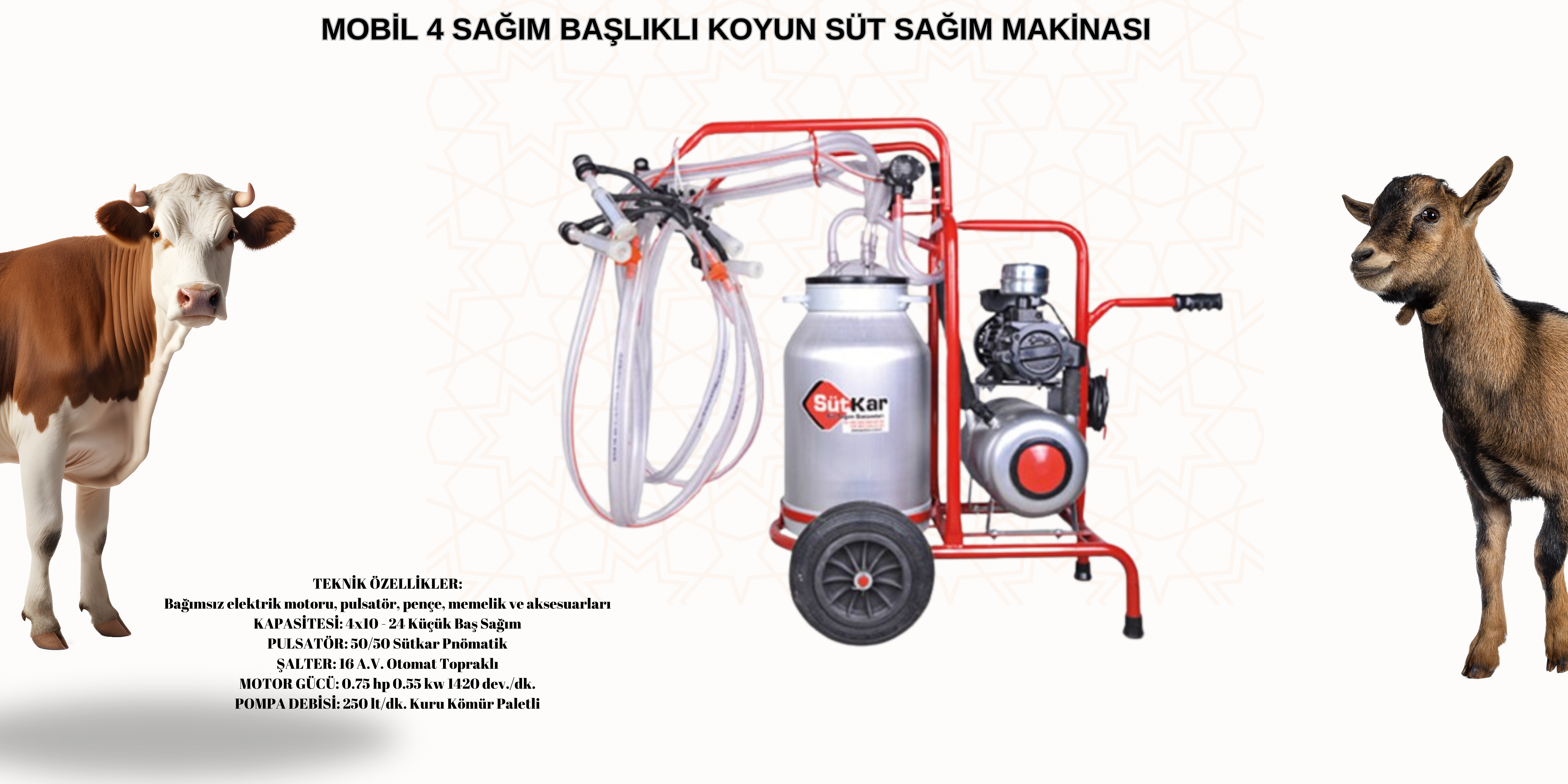 MOBİL 4 SAĞIM BAŞLIKLI KOYUN SÜT SAĞIM MAKİNASIMOBİL 4 SAĞIM BAŞLIKLI KOYUN SÜT SAĞIM MAKİNASI