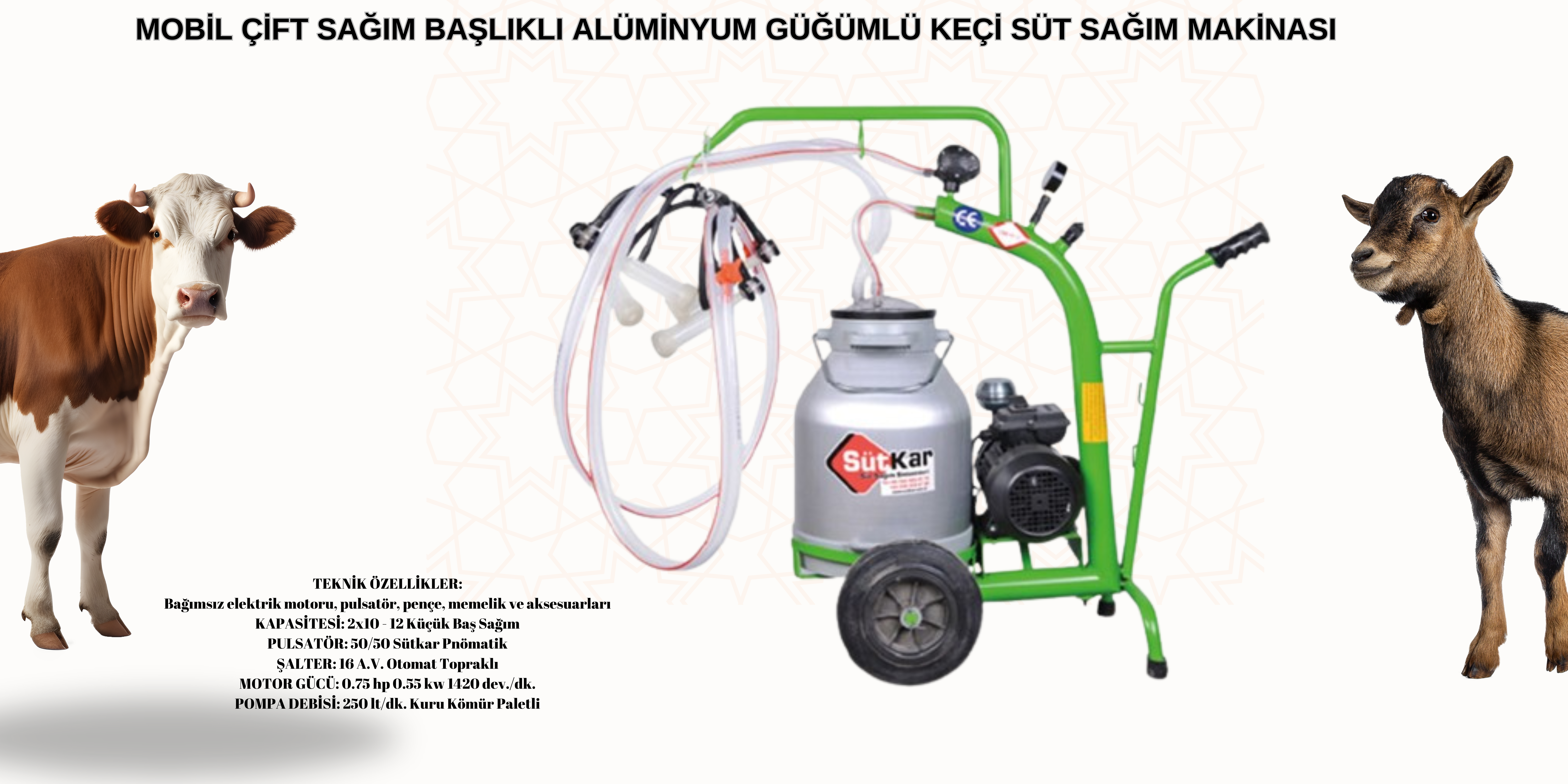MOBİL ÇİFT SAĞIM BAŞLIKLI ALÜMİNYUM GÜĞÜMLÜ KEÇİ SÜT SAĞIM MAKİNASIMOBİL ÇİFT SAĞIM BAŞLIKLI ALÜMİNYUM GÜĞÜMLÜ KEÇİ SÜT SAĞIM MAKİNASI