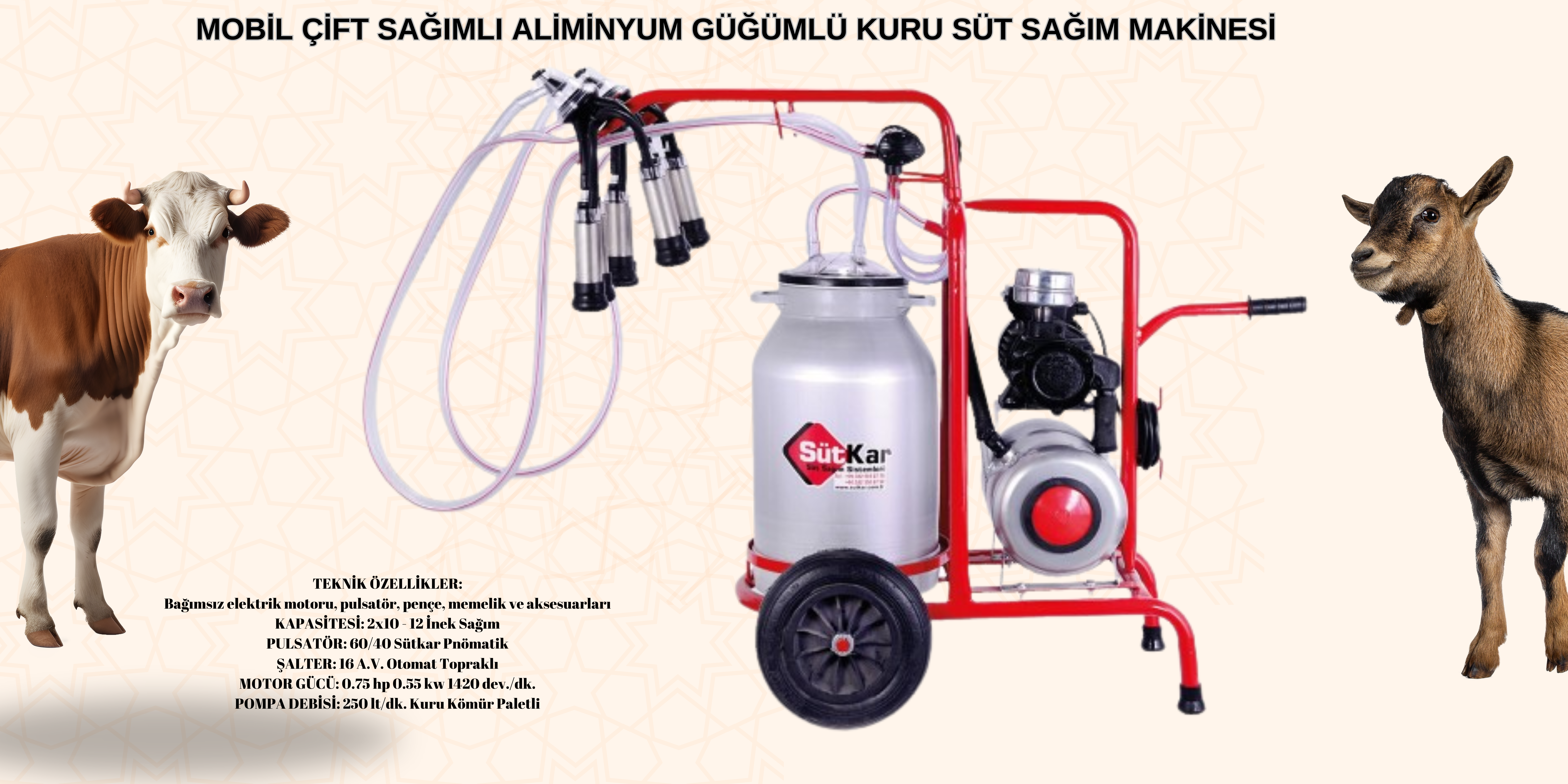 MOBİL ÇİFT SAĞIMLI ALÜMİNYUM GÜĞÜMLÜ KURU SÜT SAĞIM MAKİNESİMOBİL ÇİFT SAĞIMLI ALÜMİNYUM GÜĞÜMLÜ KURU SÜT SAĞIM MAKİNESİ