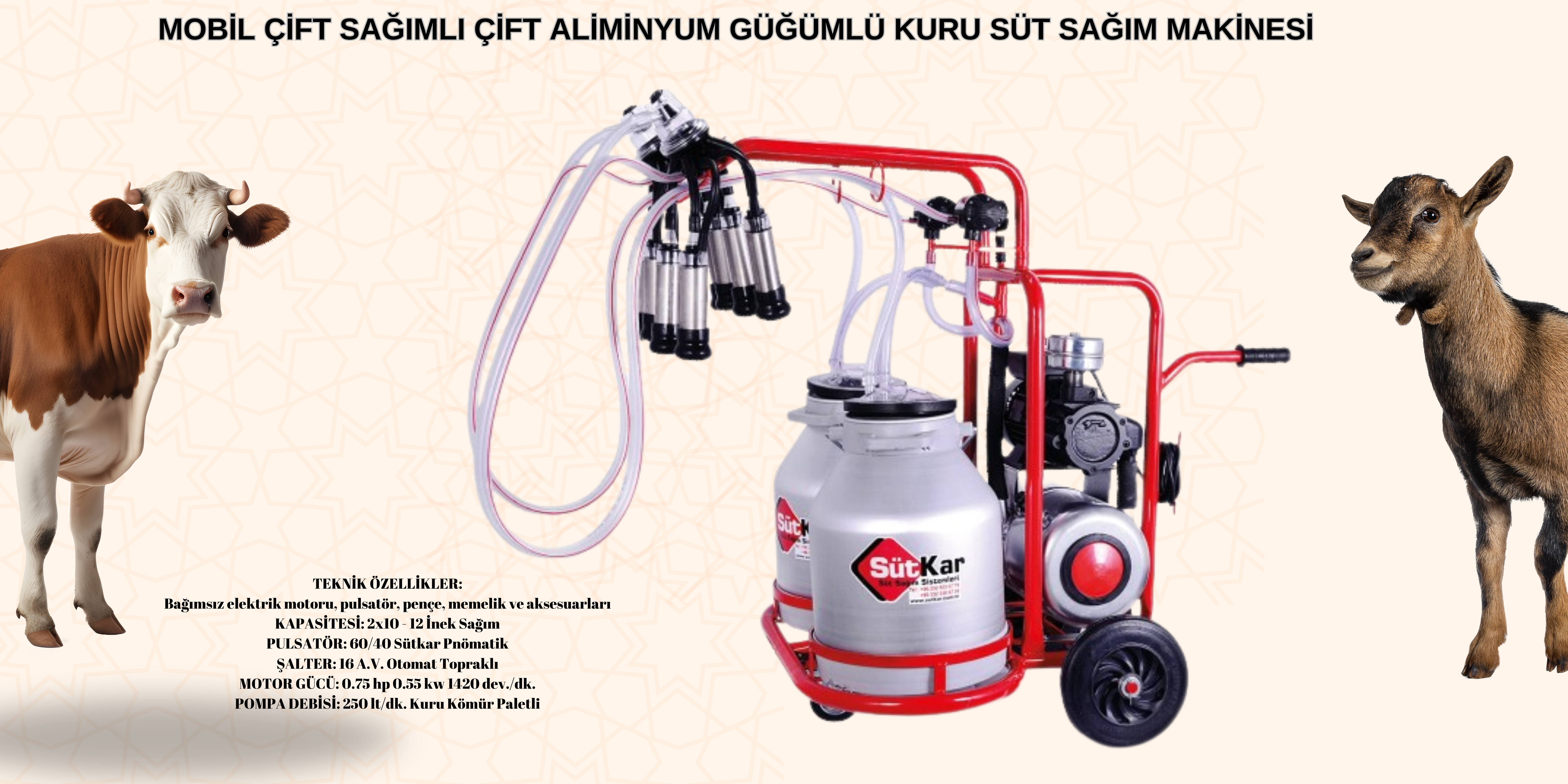 MOBİL ÇİFT SAĞIMLI ÇİFT ALÜMİNYUM GÜĞÜMLÜ KURU SÜT SAĞIM MAKİNASIMOBİL ÇİFT SAĞIMLI ÇİFT ALÜMİNYUM GÜĞÜMLÜ KURU SÜT SAĞIM MAKİNASI