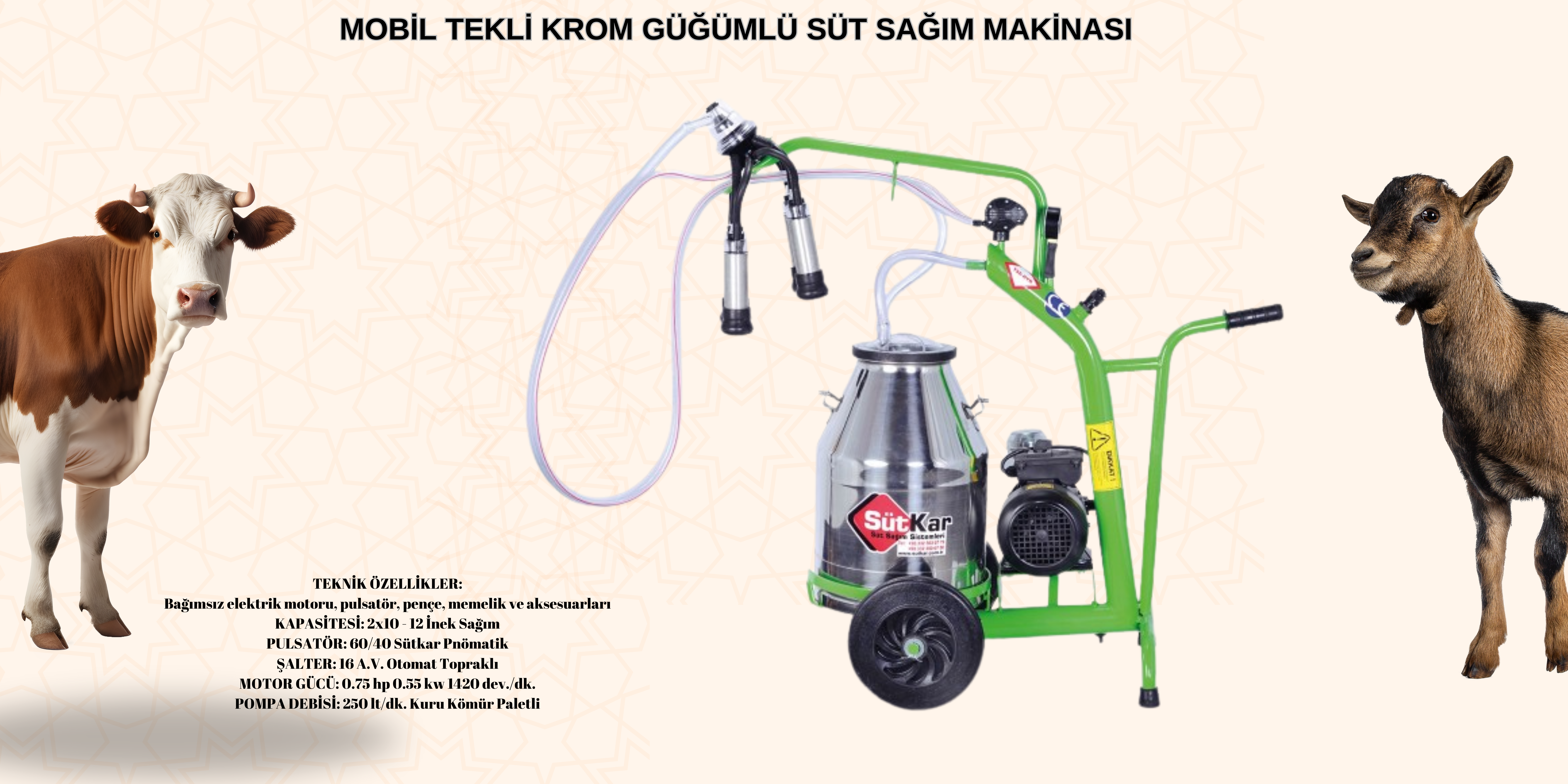 MOBİL TEKLİ KROM GÜĞÜMLÜ SÜT SAĞIM MAKİNASIMOBİL TEKLİ KROM GÜĞÜMLÜ SÜT SAĞIM MAKİNASI