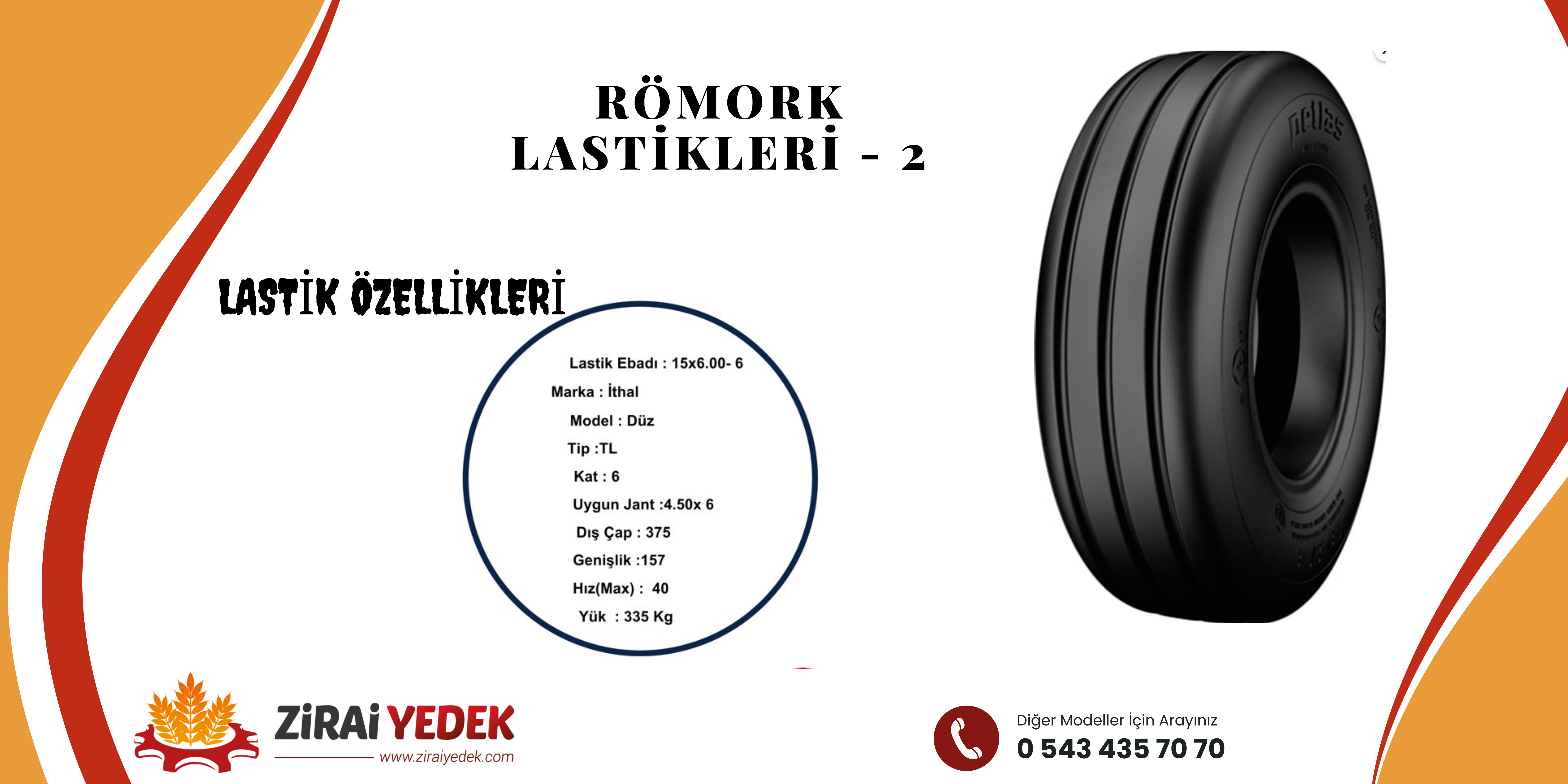 RÖMORK LASTİĞİ 15x6.00 T4 6 KAT RÖMORK LASTİĞİ 15x6.00 T4 6 KAT 