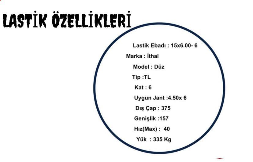 RÖMORK LASTİĞİ 15x6.00 T4 6 KAT RÖMORK LASTİĞİ 15x6.00 T4 6 KAT 