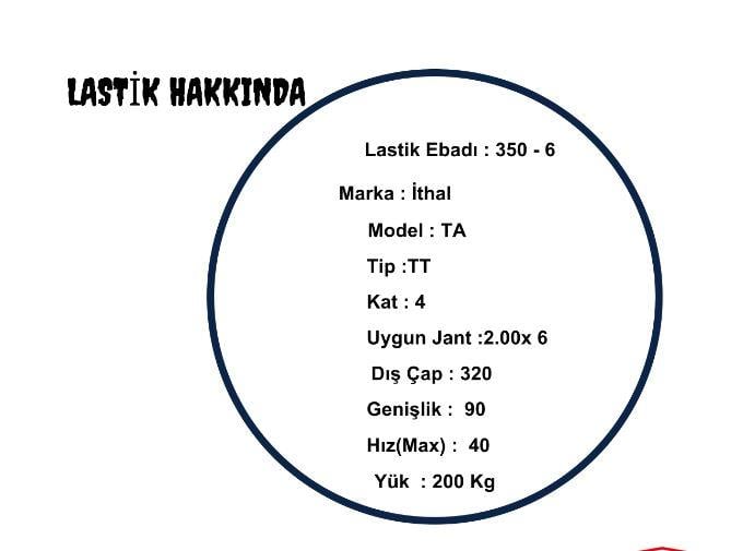 RÖMORK LASTİĞİ 3,50-6 TA 4 KAT RÖMORK LASTİĞİ 3,50-6 TA 4 KAT