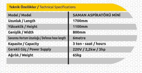SAMAN ASPİRATÖRÜ - MİNİSaman Aspiratörü - Mini
