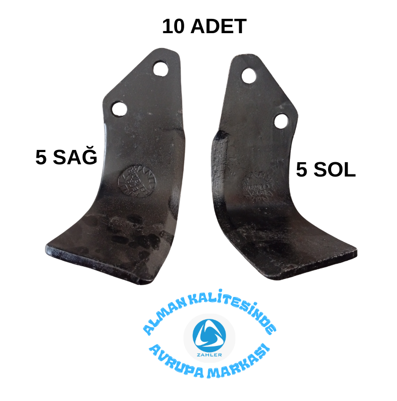 ZAHLER - ROTAVATÖR BIÇAĞI - L TİPİ - 10 ADET(5 Sağ - 5 Sol) 