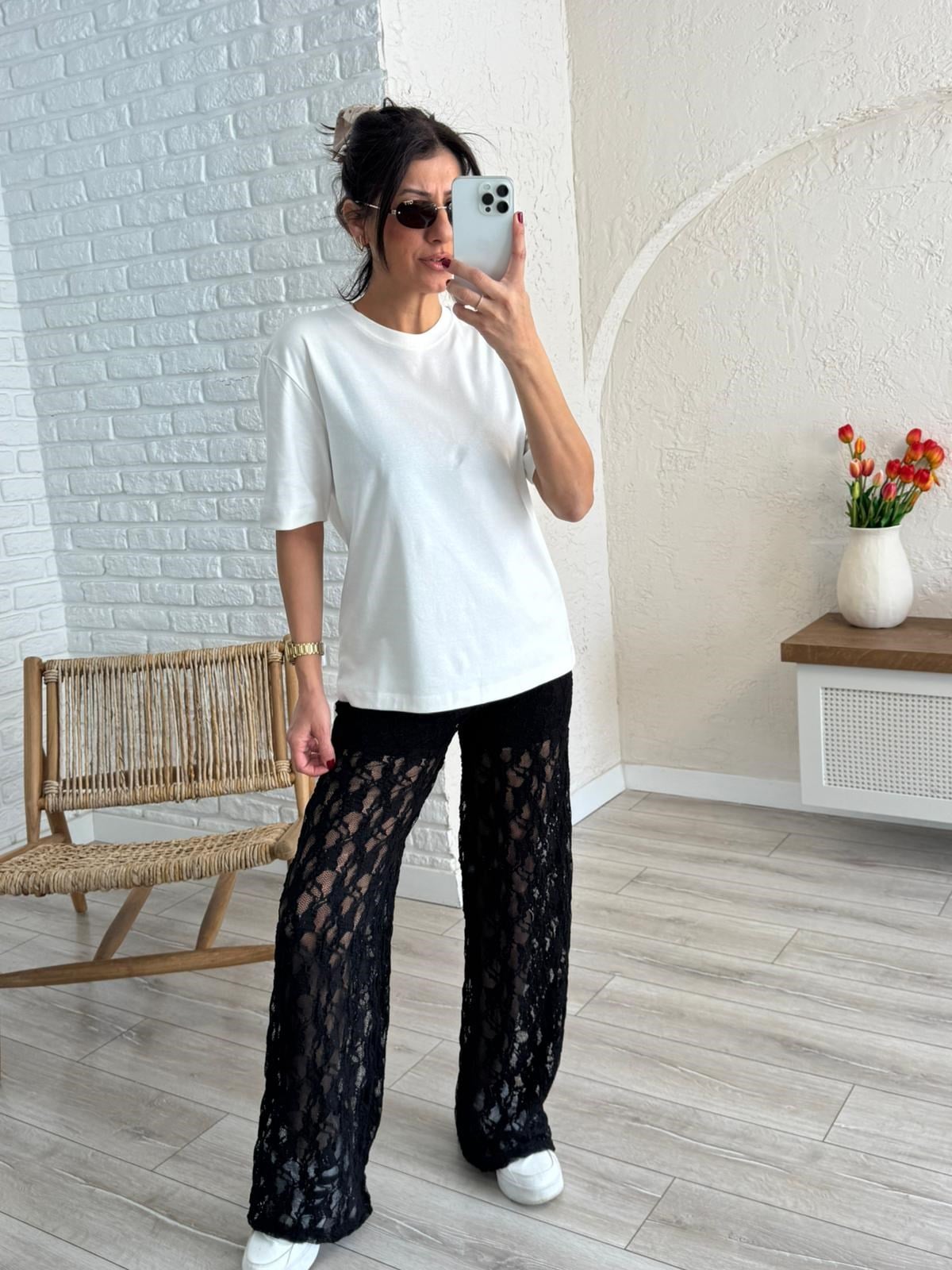  Bel Lastikli Mini Şort Astarlı Dantel Pantolon Siyah 