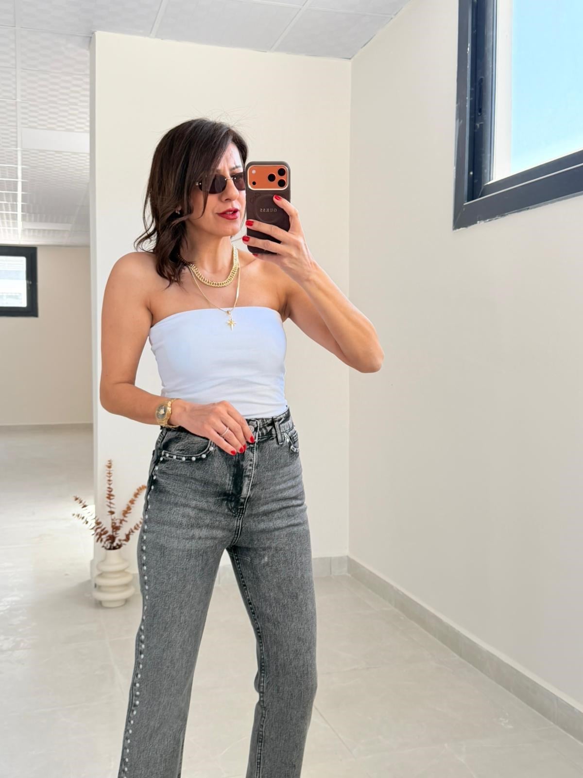  Dilvin Starplez Crop Top Beyaz