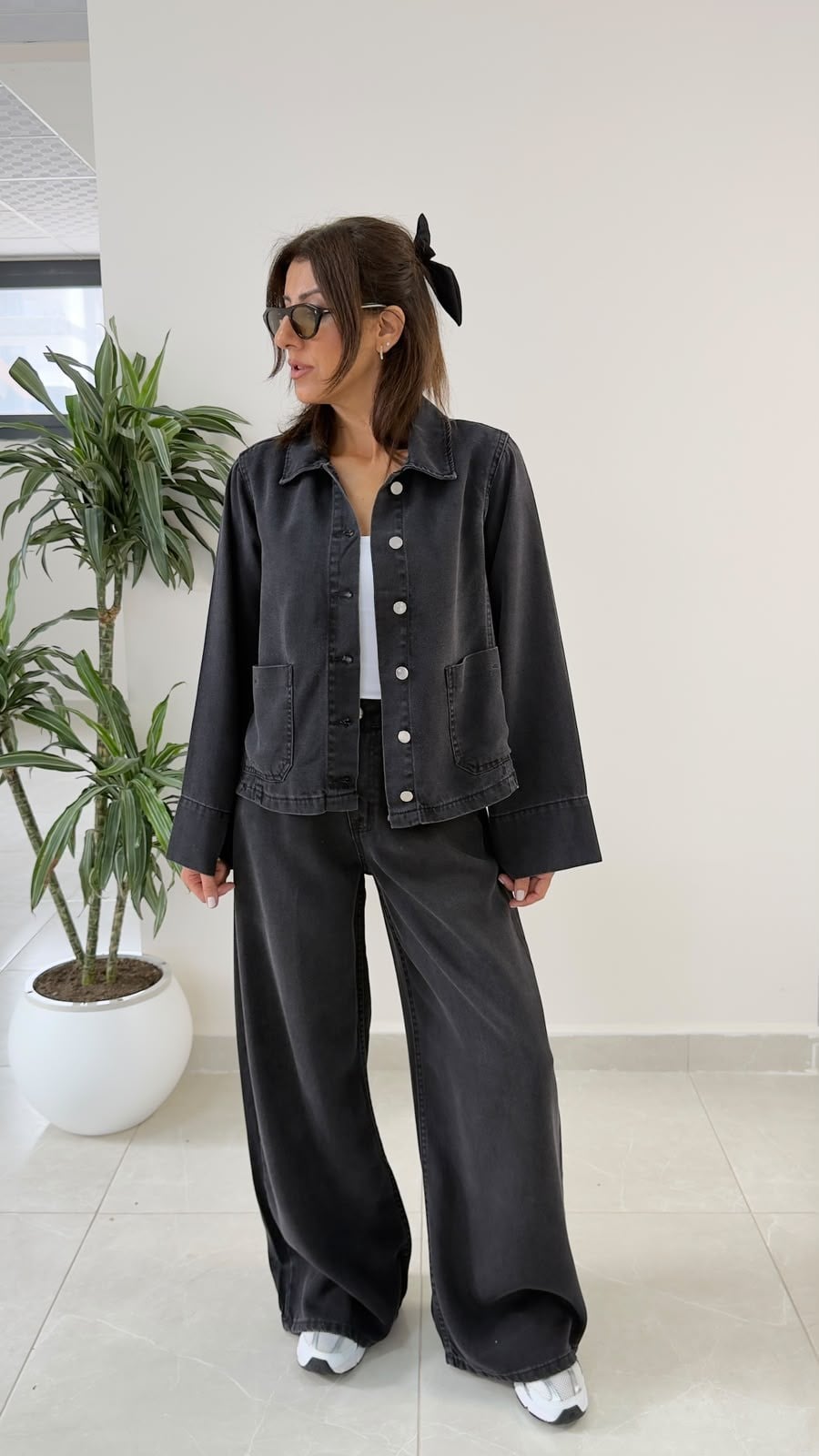  Kısa Denim Ceket Füme 