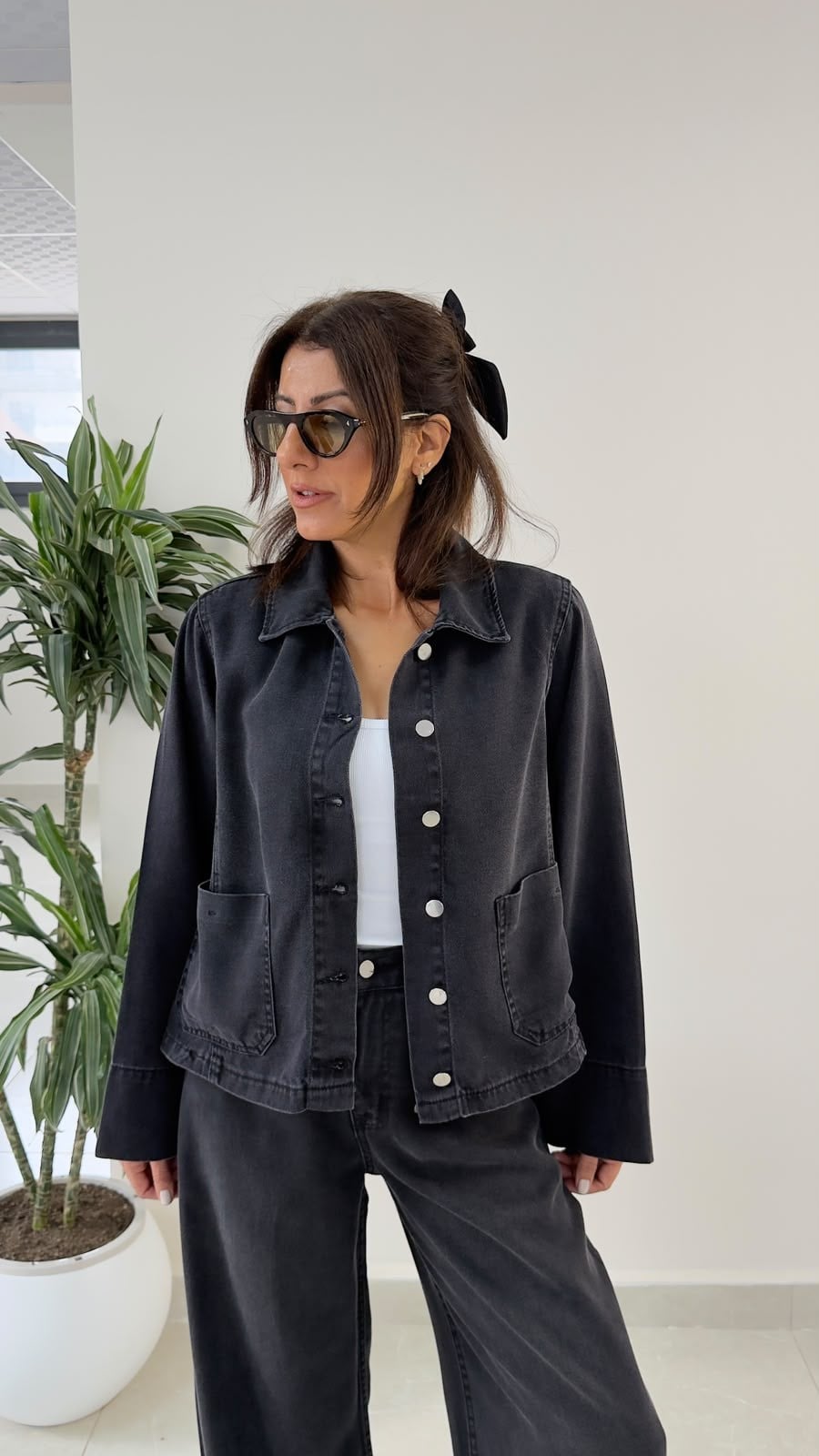  Kısa Denim Ceket Füme 