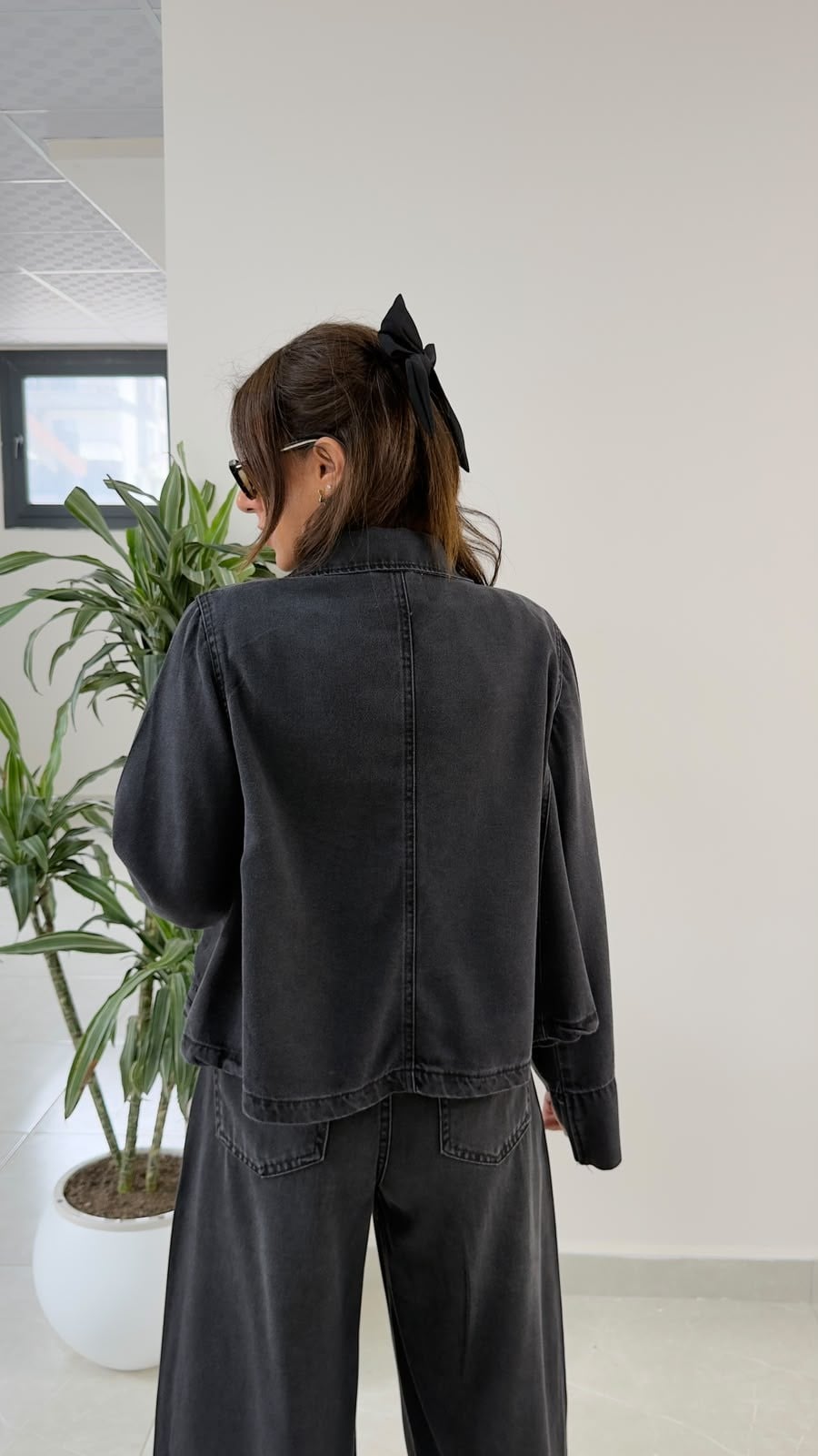  Kısa Denim Ceket Füme 