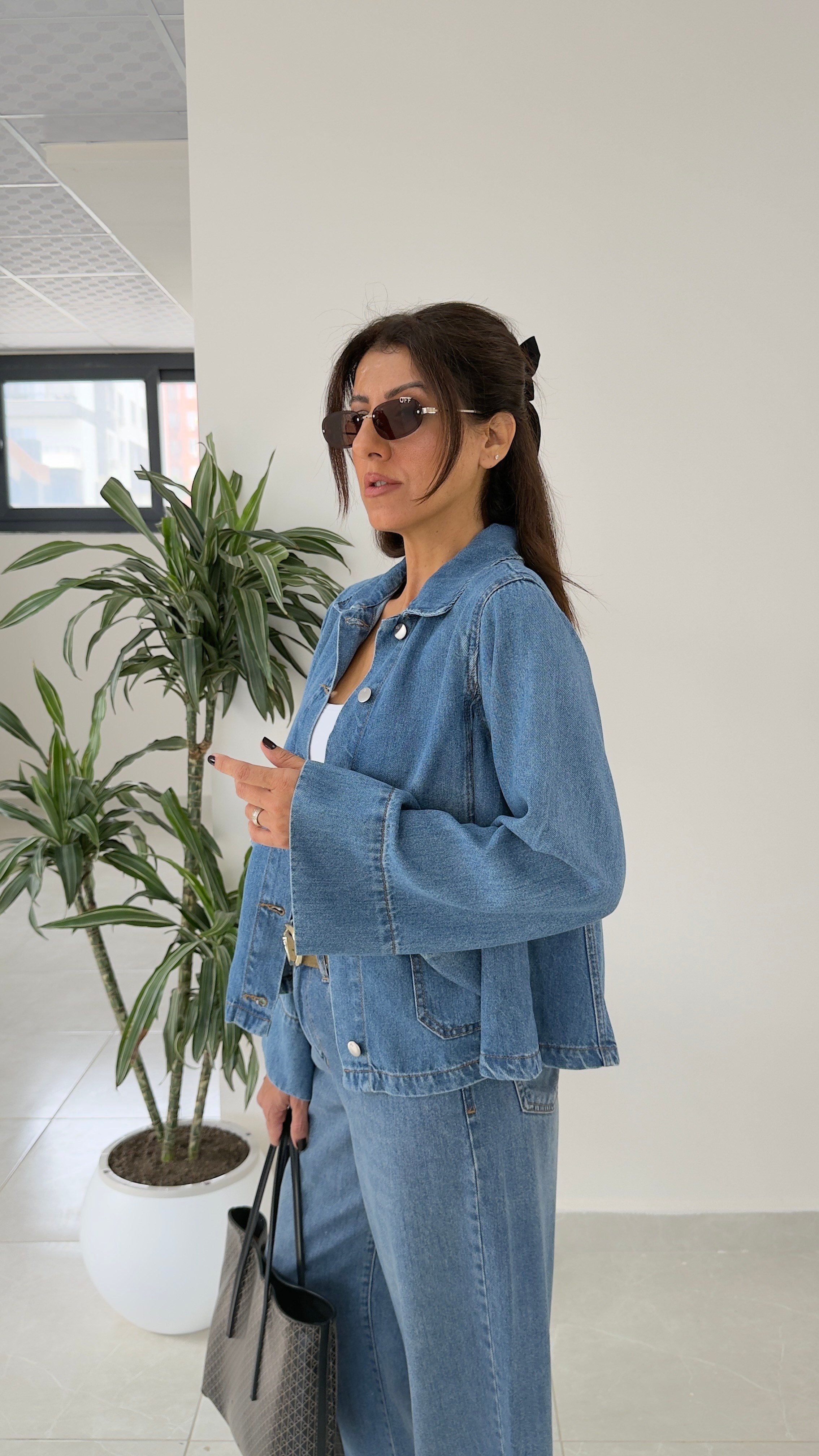  Kısa Denim Ceket Mavi 