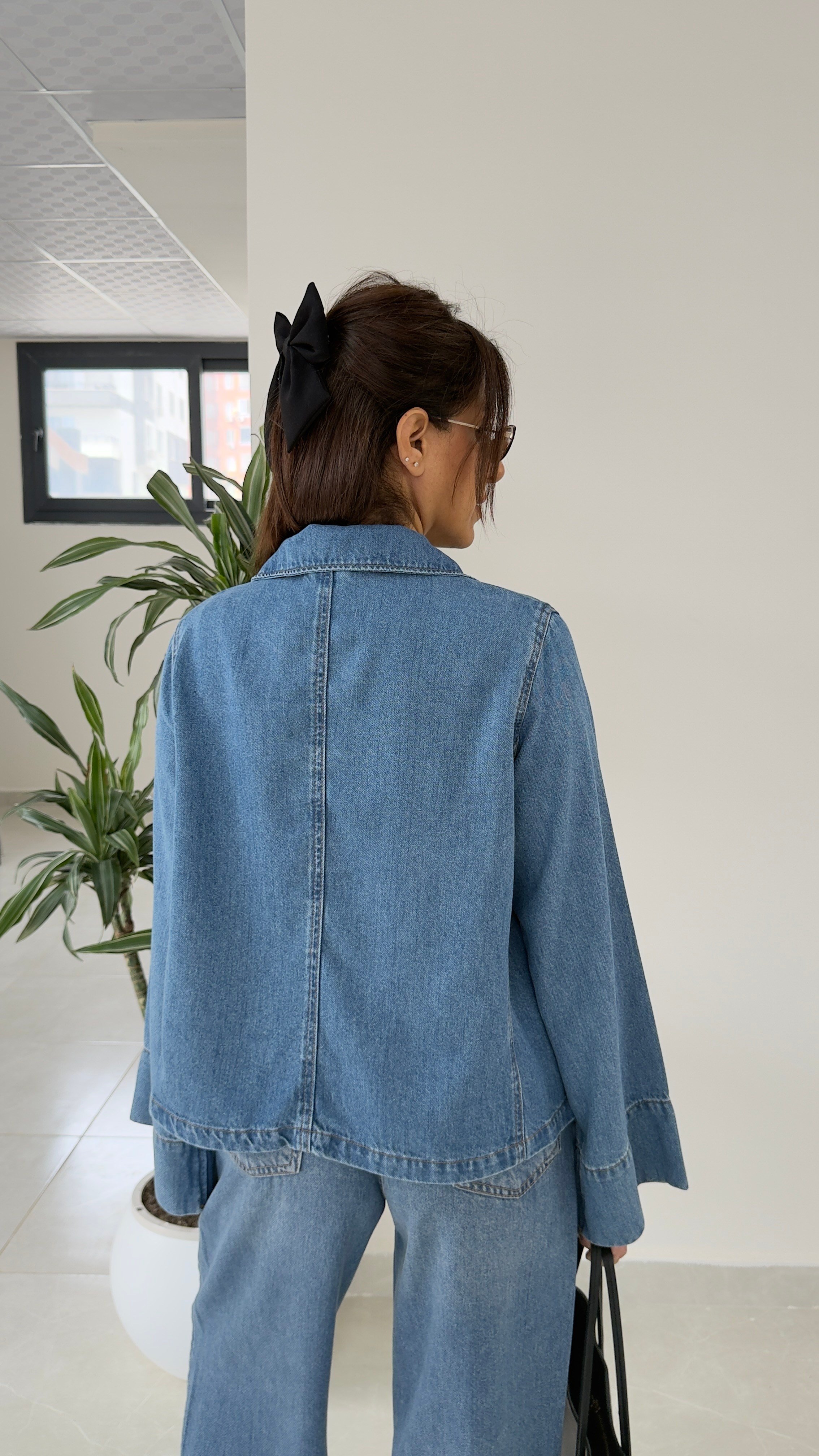  Kısa Denim Ceket Mavi 