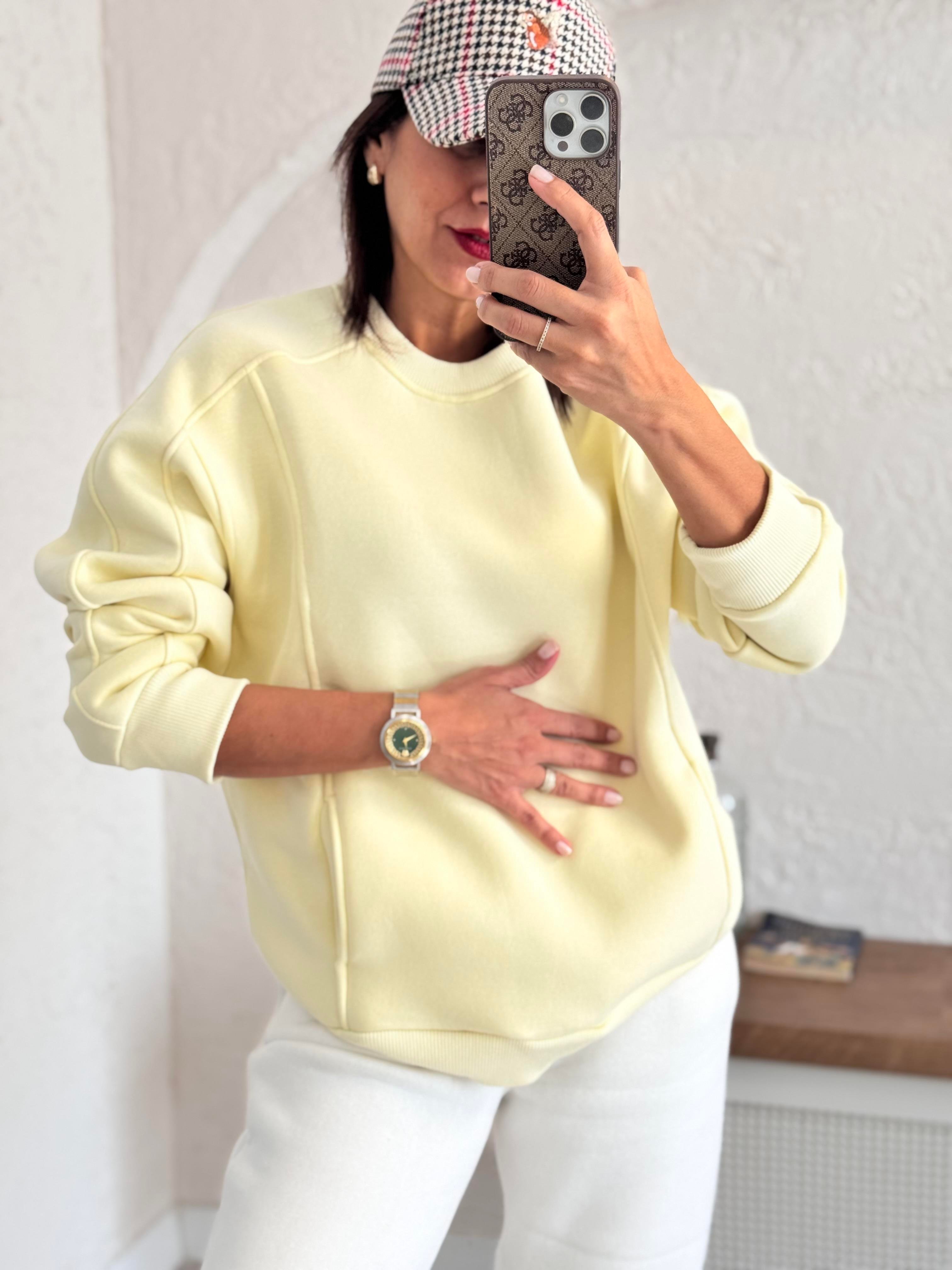  Sarı Bisiklet Yaka Sweat 