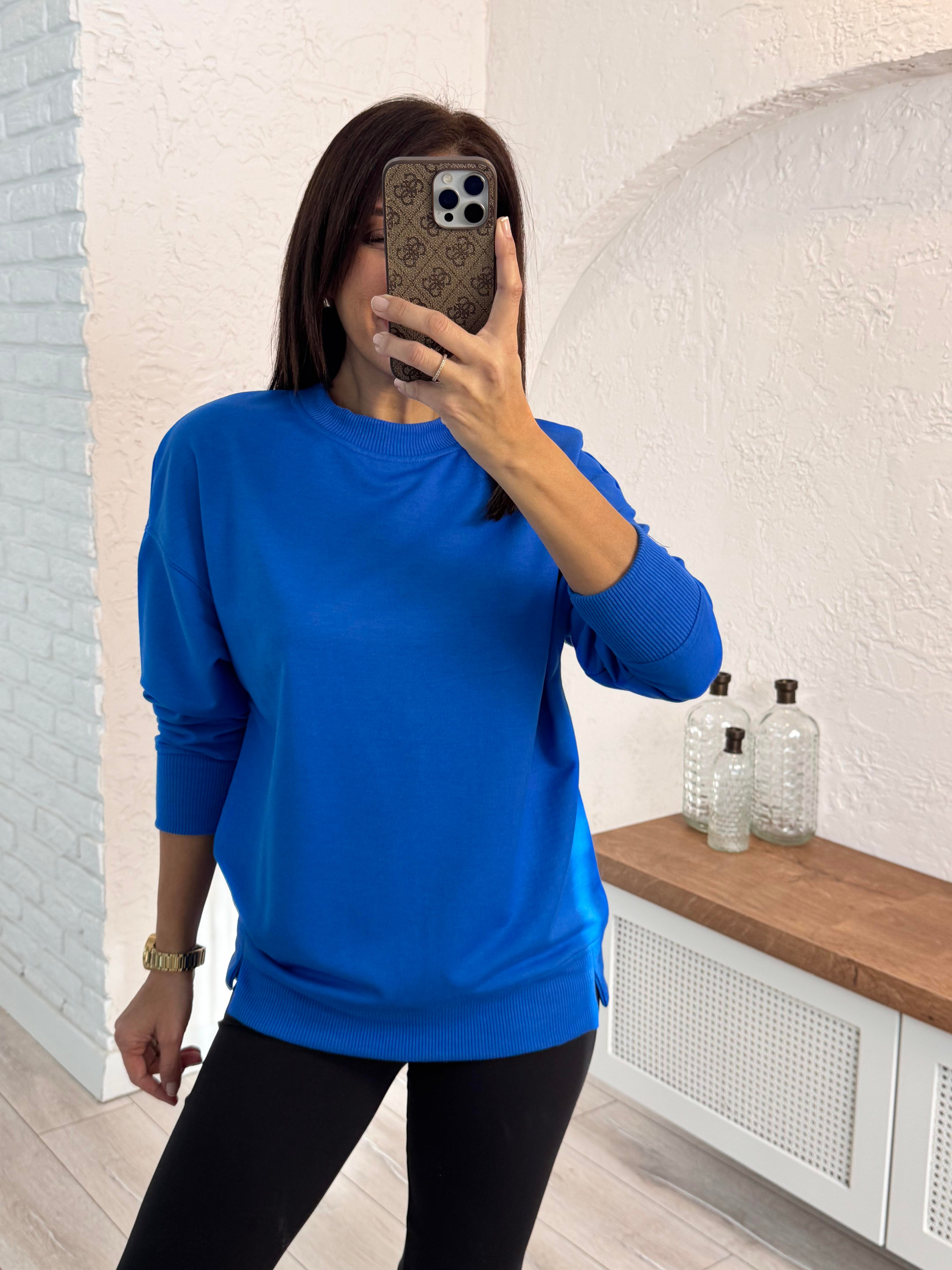 1. Sınıf Kalite Basic Sweat Sax mavi