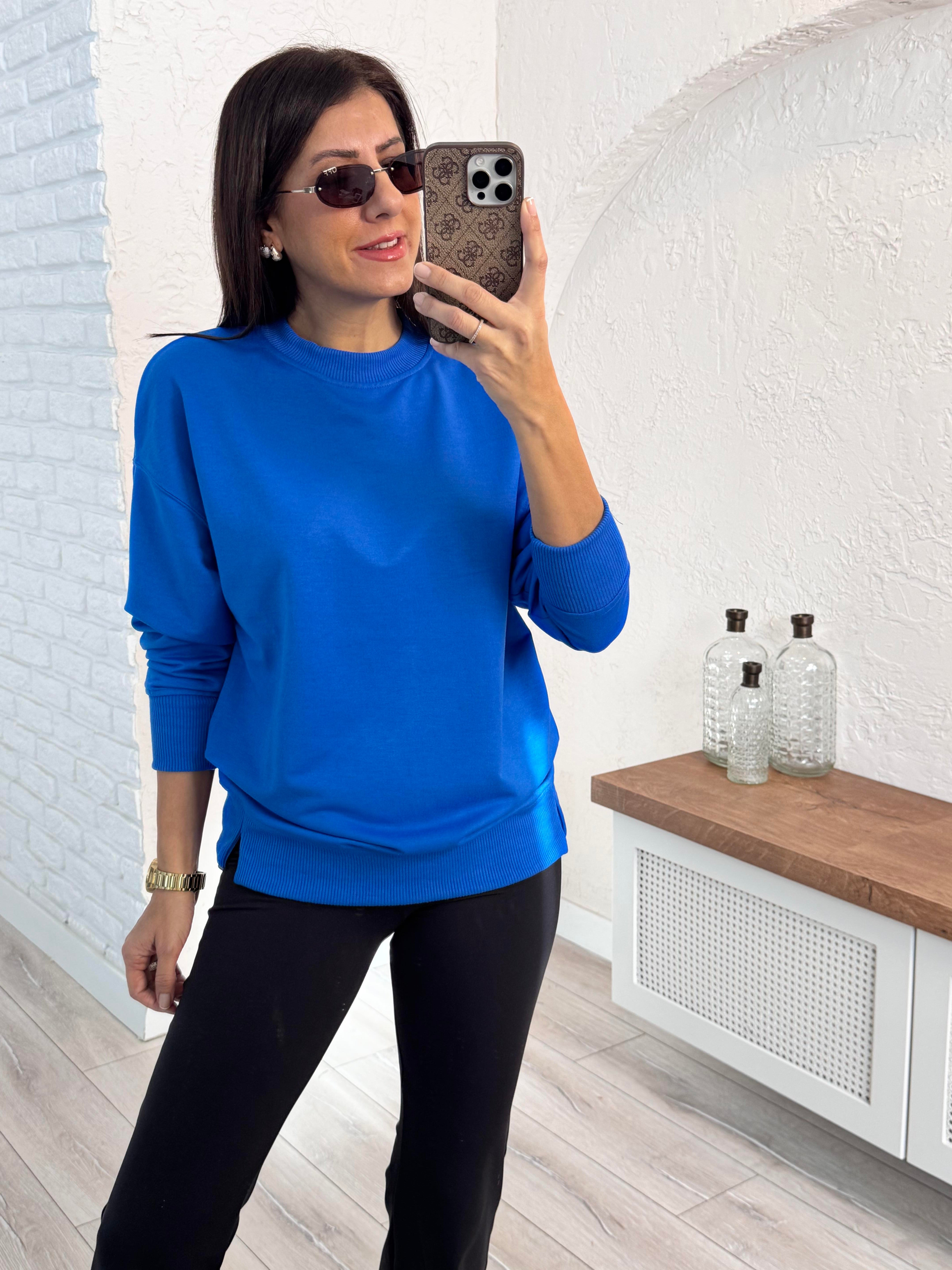 1. Sınıf Kalite Basic Sweat Sax mavi