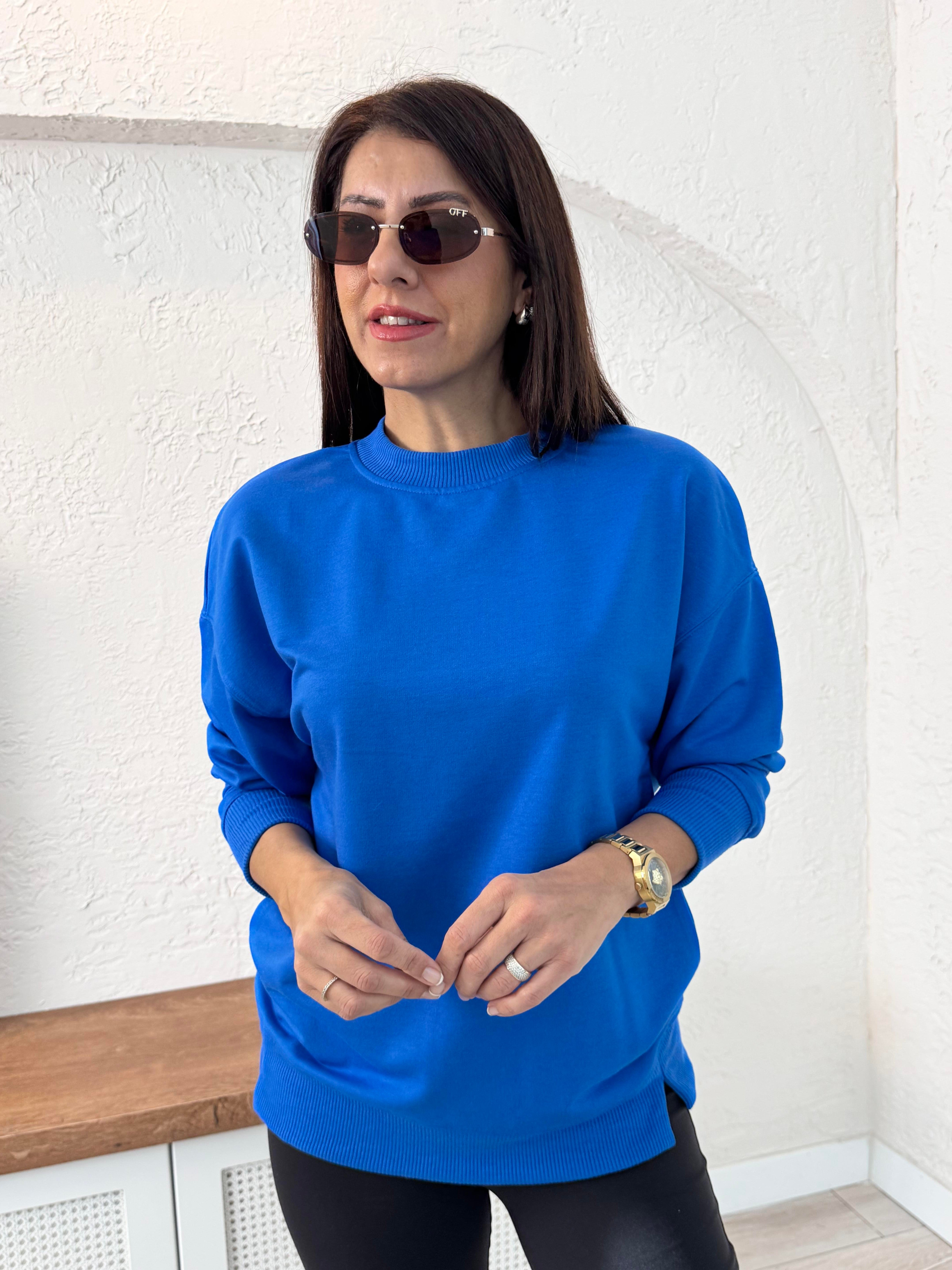 1. Sınıf Kalite Basic Sweat Sax mavi