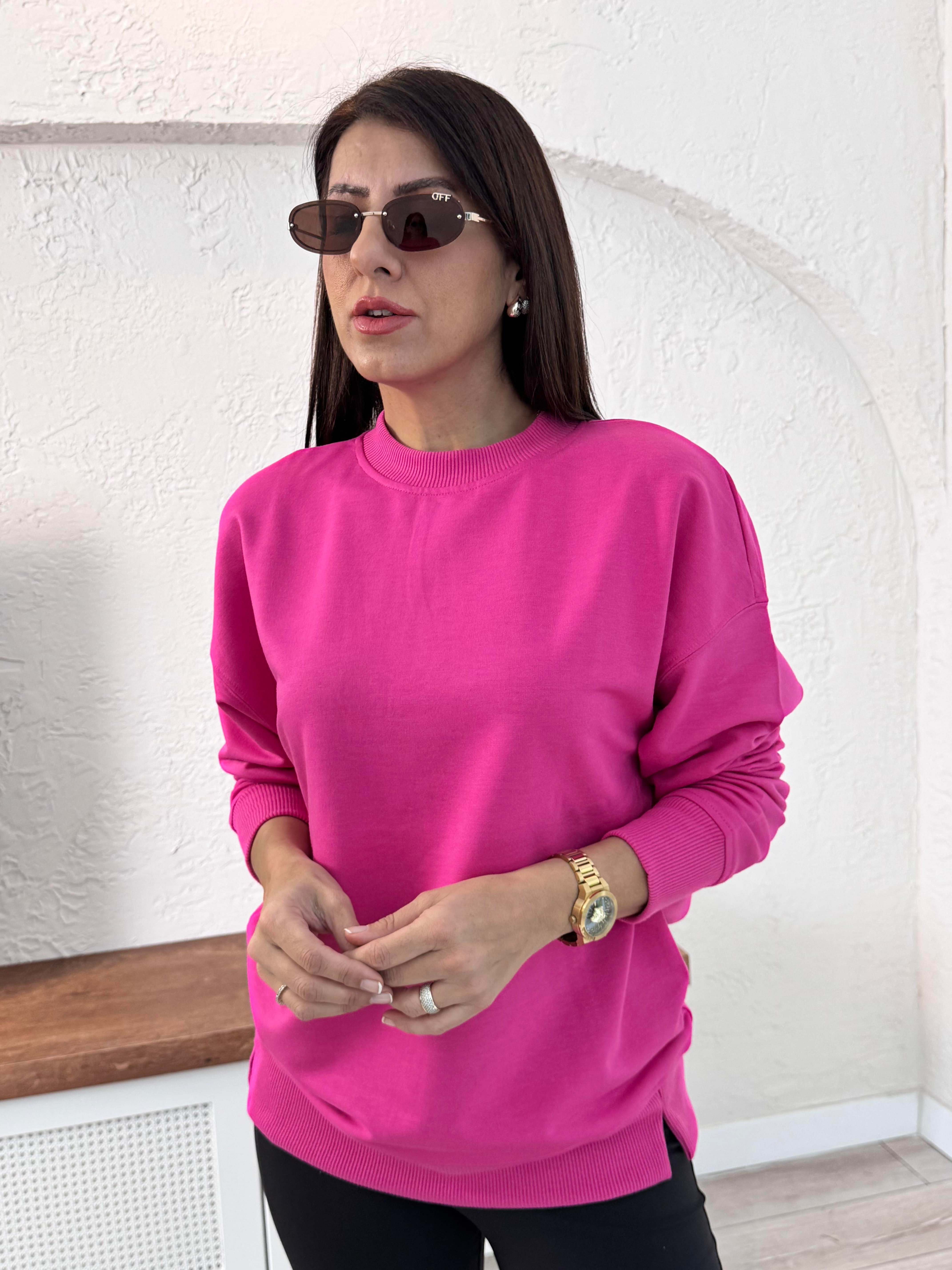 1. Sınıf Kalite Basic Sweat Pembe