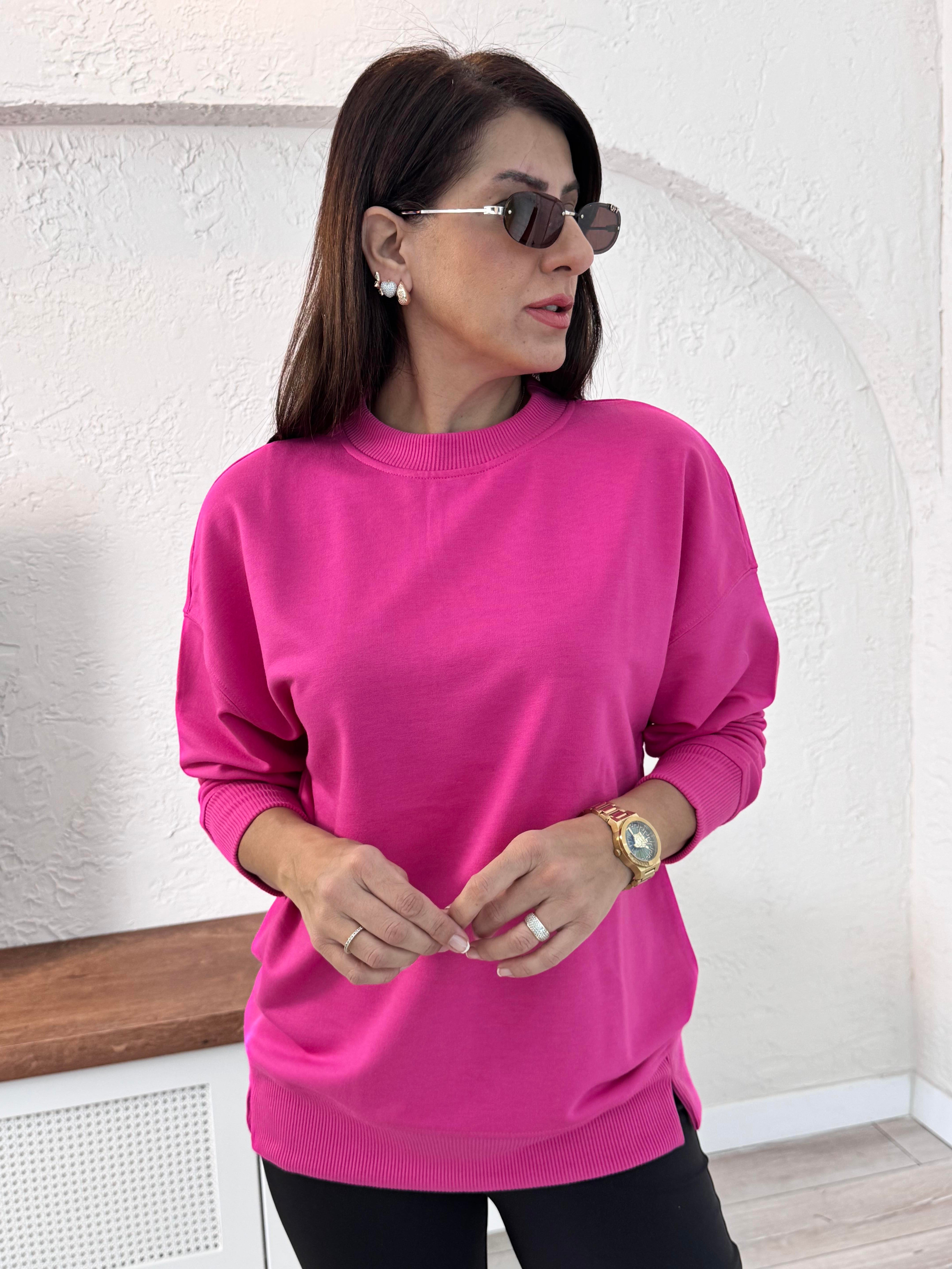 1. Sınıf Kalite Basic Sweat Pembe