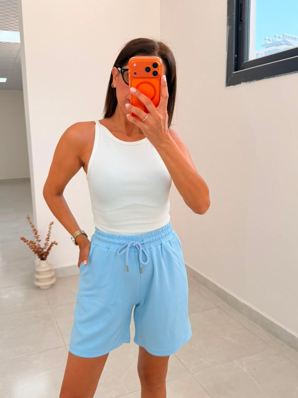 Bel Lastikli Modal Kumaş Basic Şort Bebe Mavi