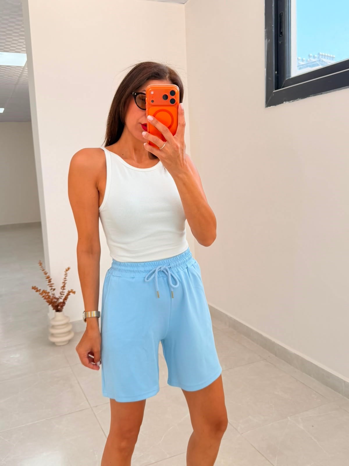Bel Lastikli Modal Kumaş Basic Şort Bebe Mavi