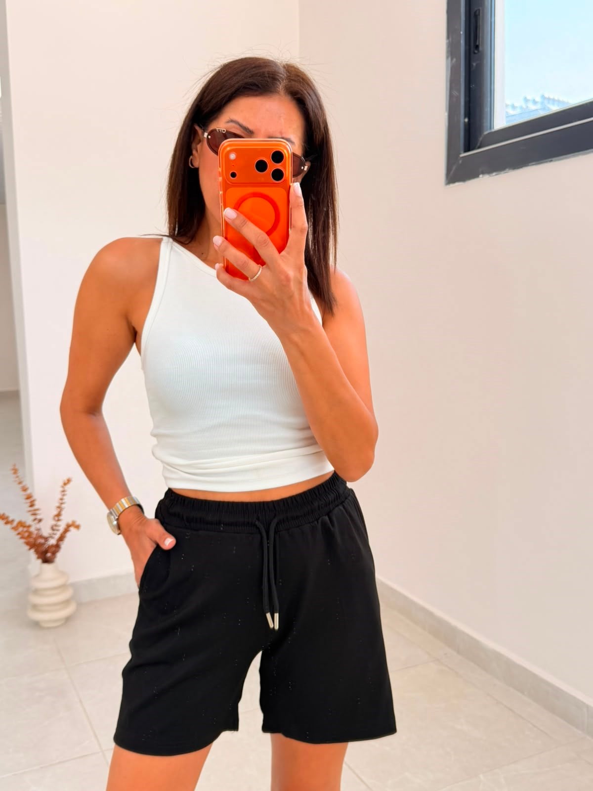 Bel Lastikli Modal Kumaş Basic Şort Siyah