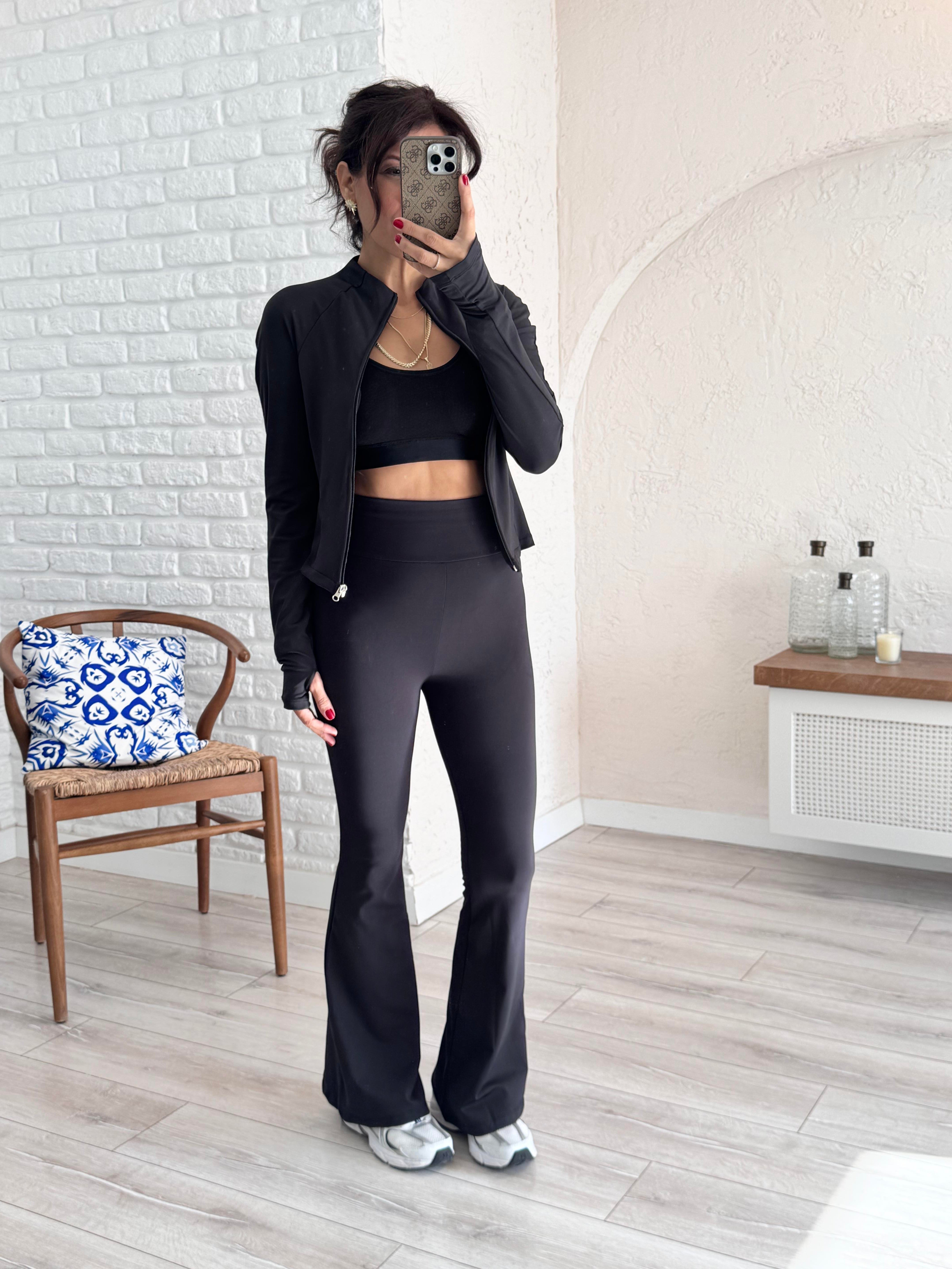 Belize Şardonlu İspanyol Tayt Siyah 