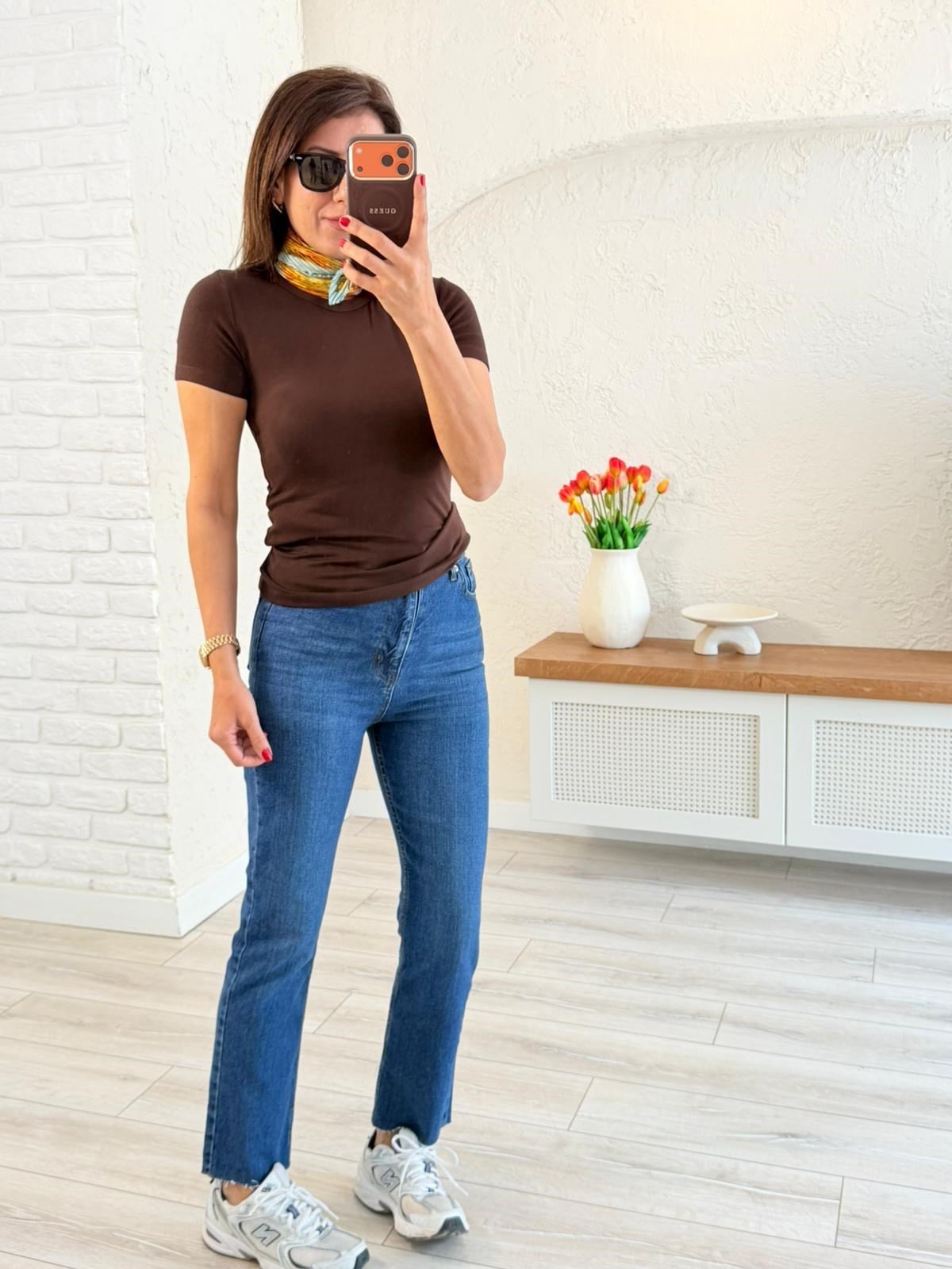 Bisiklet Yaka Düz Basic Badi Kahve 