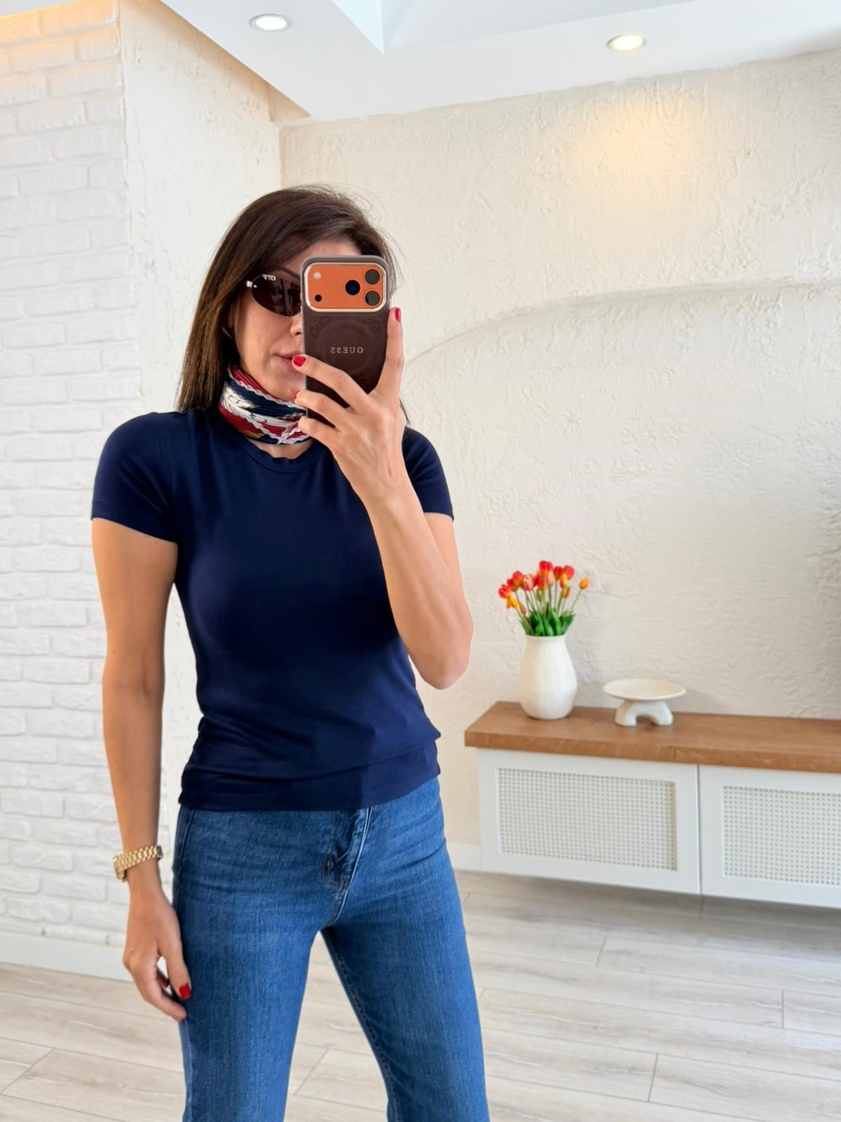 Bisiklet Yaka Düz Basic Badi Lacivert 