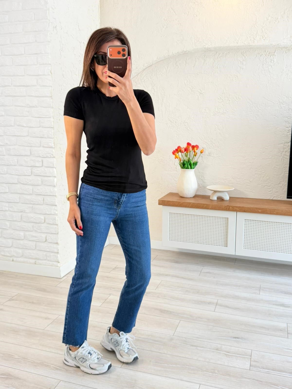 Bisiklet Yaka Düz Basic Badi Siyah